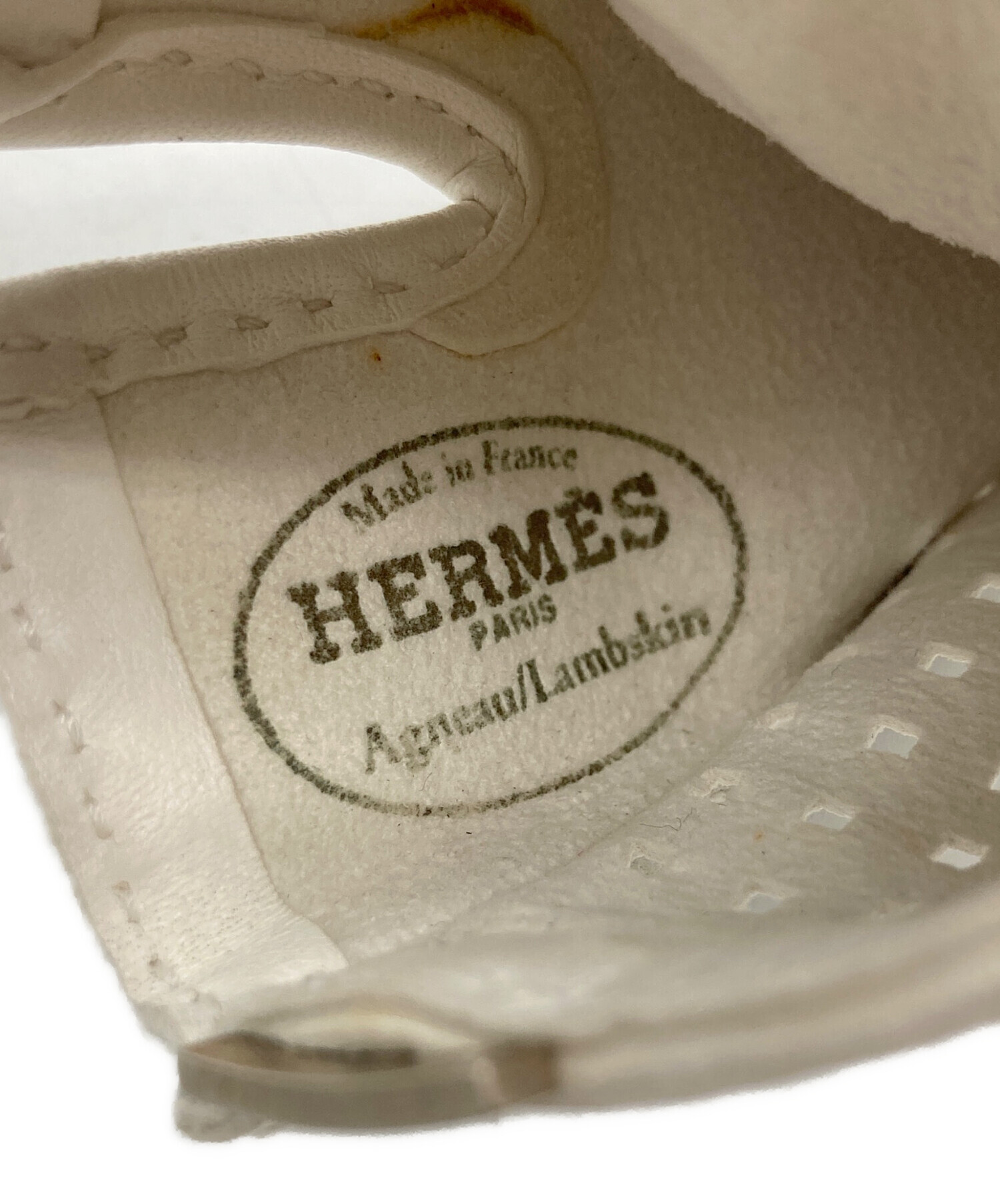 中古・古着通販】HERMES (エルメス) レザーグローブ ホワイト サイズ