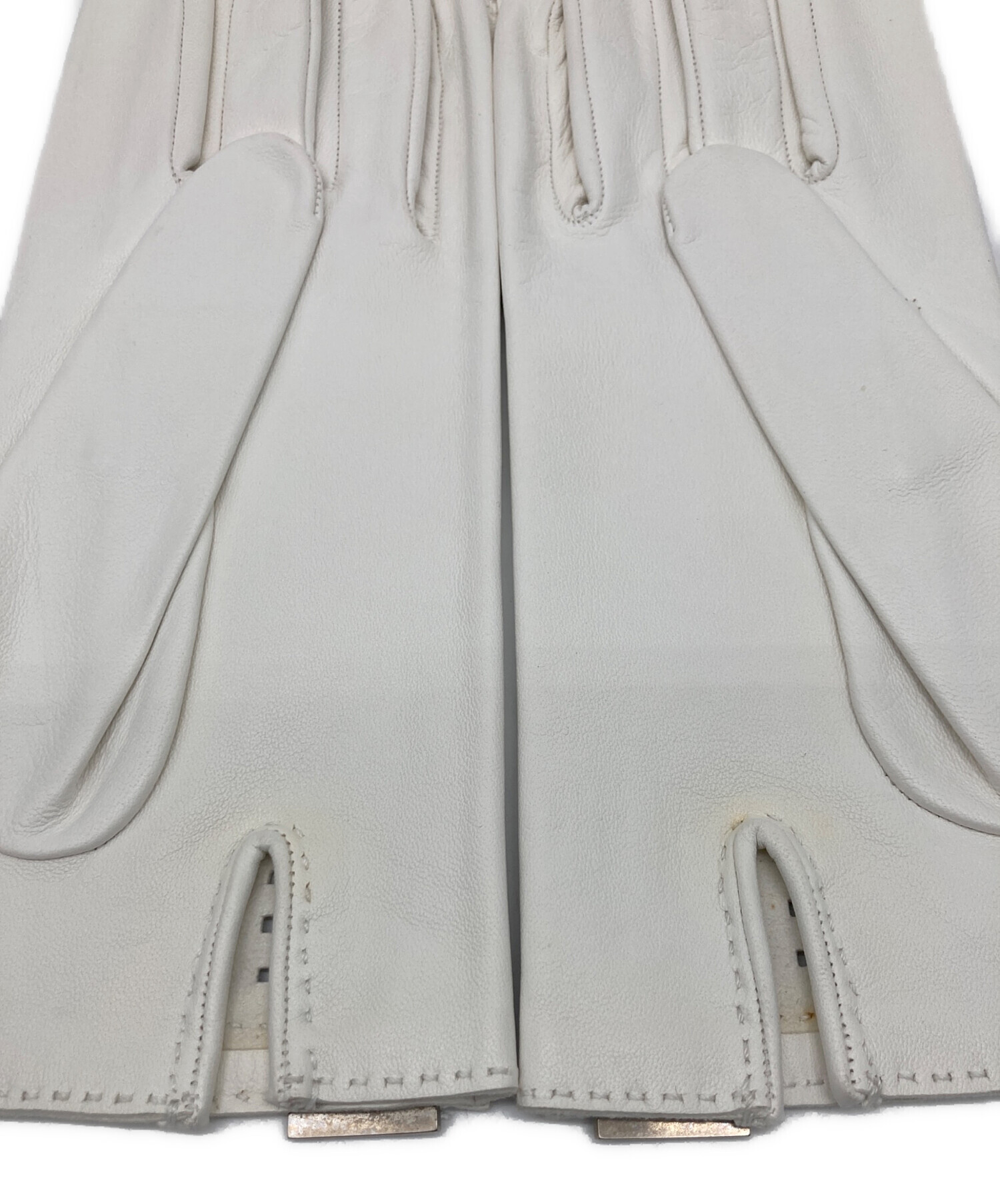 中古・古着通販】HERMES (エルメス) レザーグローブ ホワイト サイズ