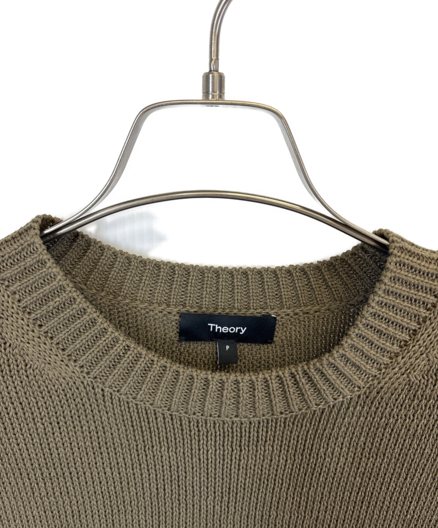 中古・古着通販】theory (セオリー) 半袖ニット カーキ サイズ:P 