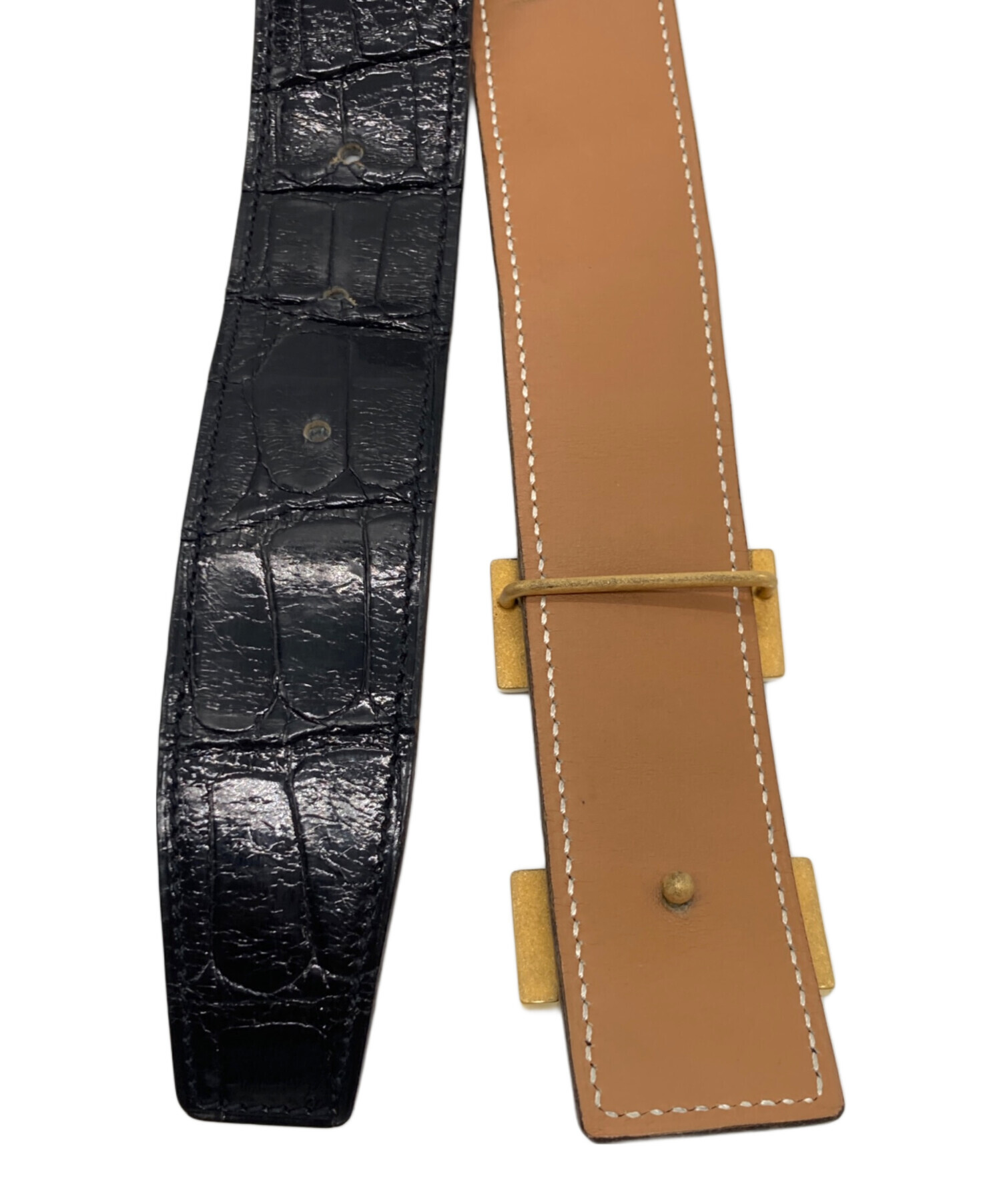 中古・古着通販】HERMES (エルメス) レザーベルト ブラック｜ブランド