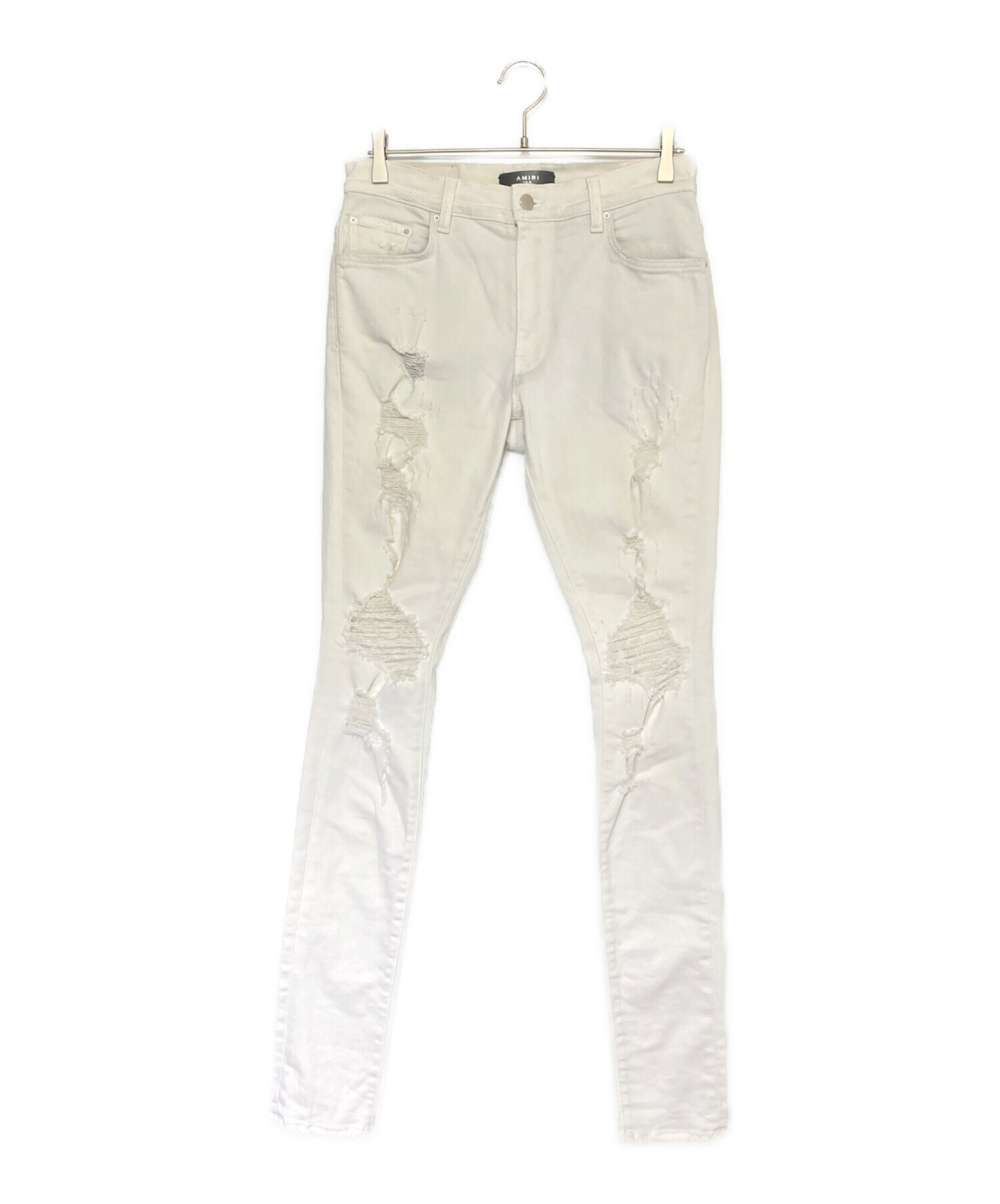 中古・古着通販】AMIRI (アミリ) ダメージ加工デニムパンツ ホワイト