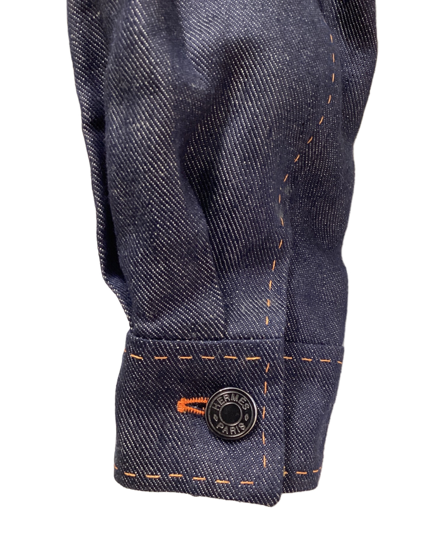 未使用　HERMES エルメス　リネン　シルク　ジャケット　デニム　ネイビー 未使用 HERMES エルメス リネン シルク ジャケット デニム ネイビー 未