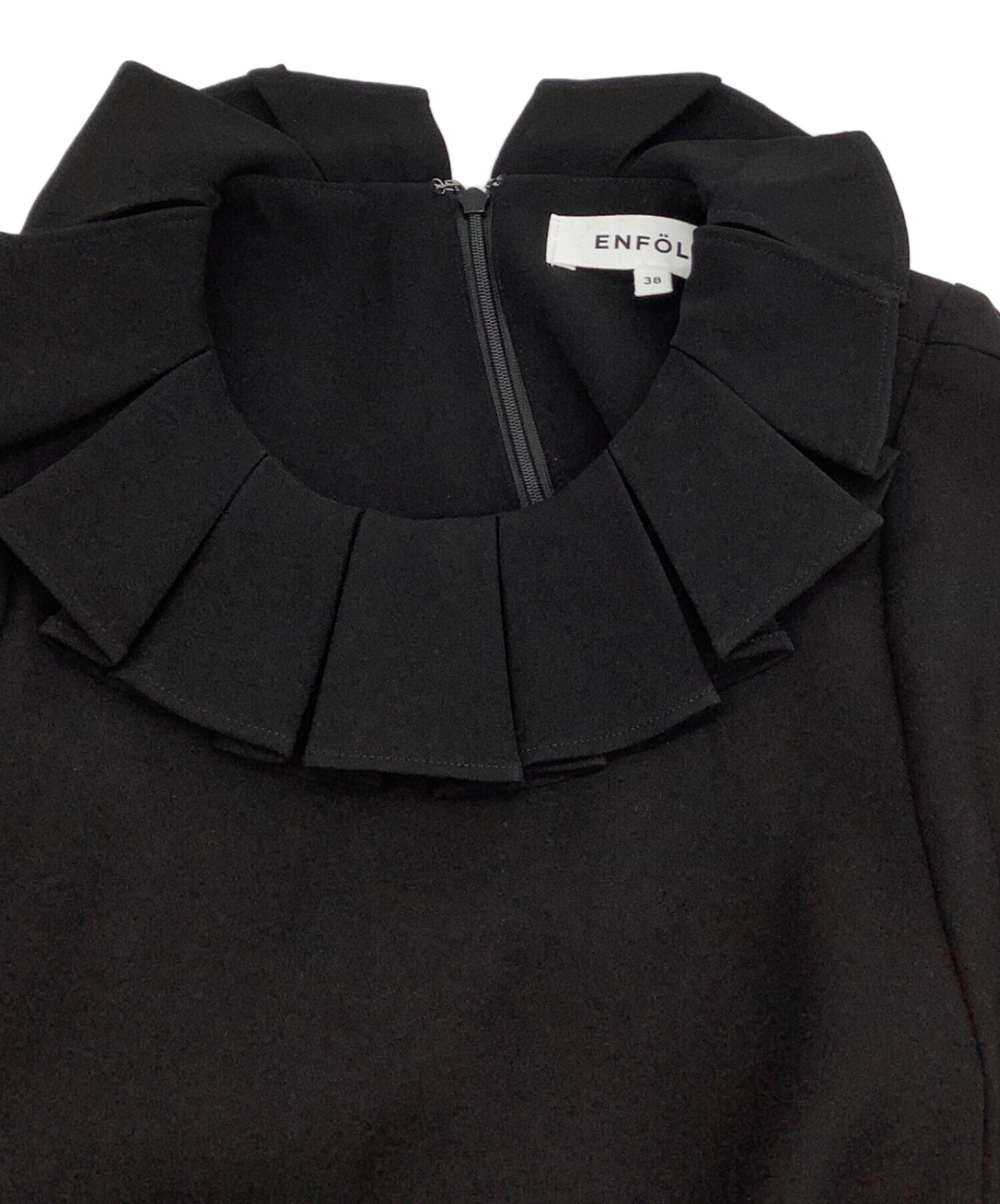 中古・古着通販】ENFOLD (エンフォルド) NECK-PLEATS DRESS ブラック