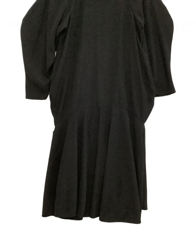 中古・古着通販】ENFOLD (エンフォルド) NECK-PLEATS DRESS ブラック