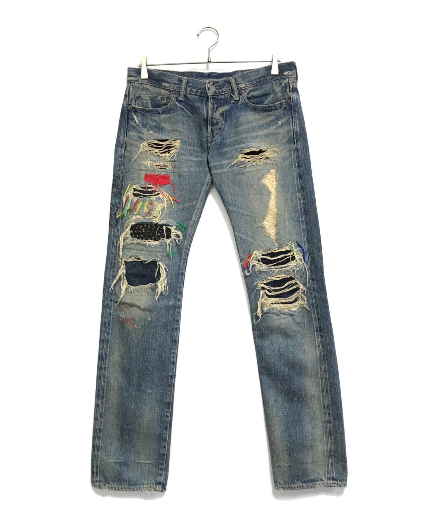 HYSTERIC GLAMOUR ダメージ加工 ストレッチ デニム 32インチ 中古・古着通販】Hysteric Glamour (ヒステリックグラマー) tetei