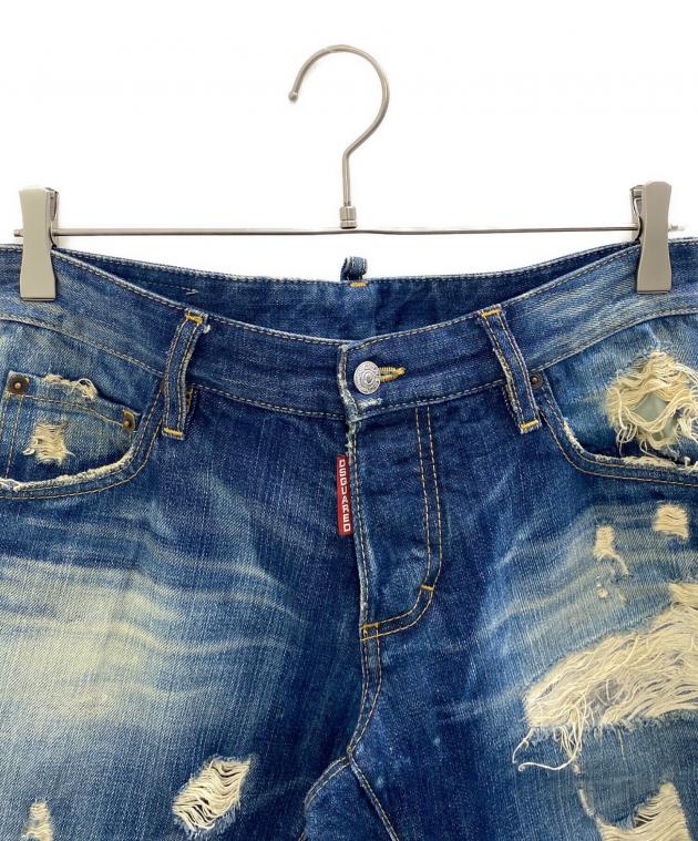 DSQUARED2 ディースクエアード クラッシュ ダメージ デニム 44 中古・古着通販】DSQUARED2 (ディースクエアード) ハードクラッシュ