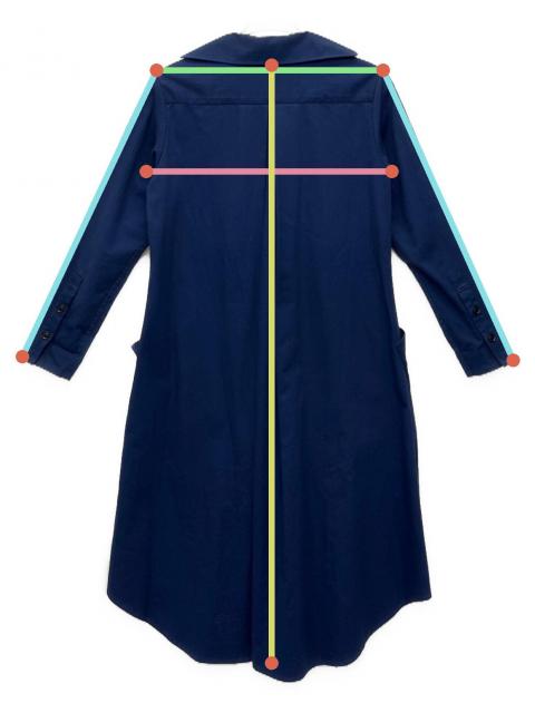 中古・古着通販】Y's (ワイズ) ロングシャツワンピース ブルー サイズ