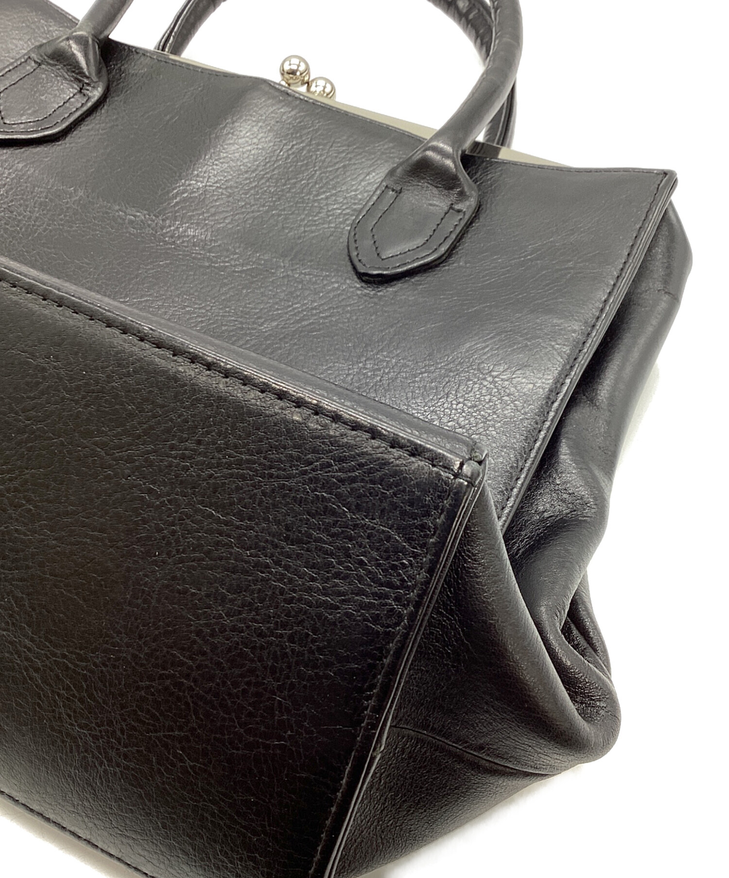 中古・古着通販】Y's (ワイズ) がま口2WAYバッグ ブラック｜ブランド