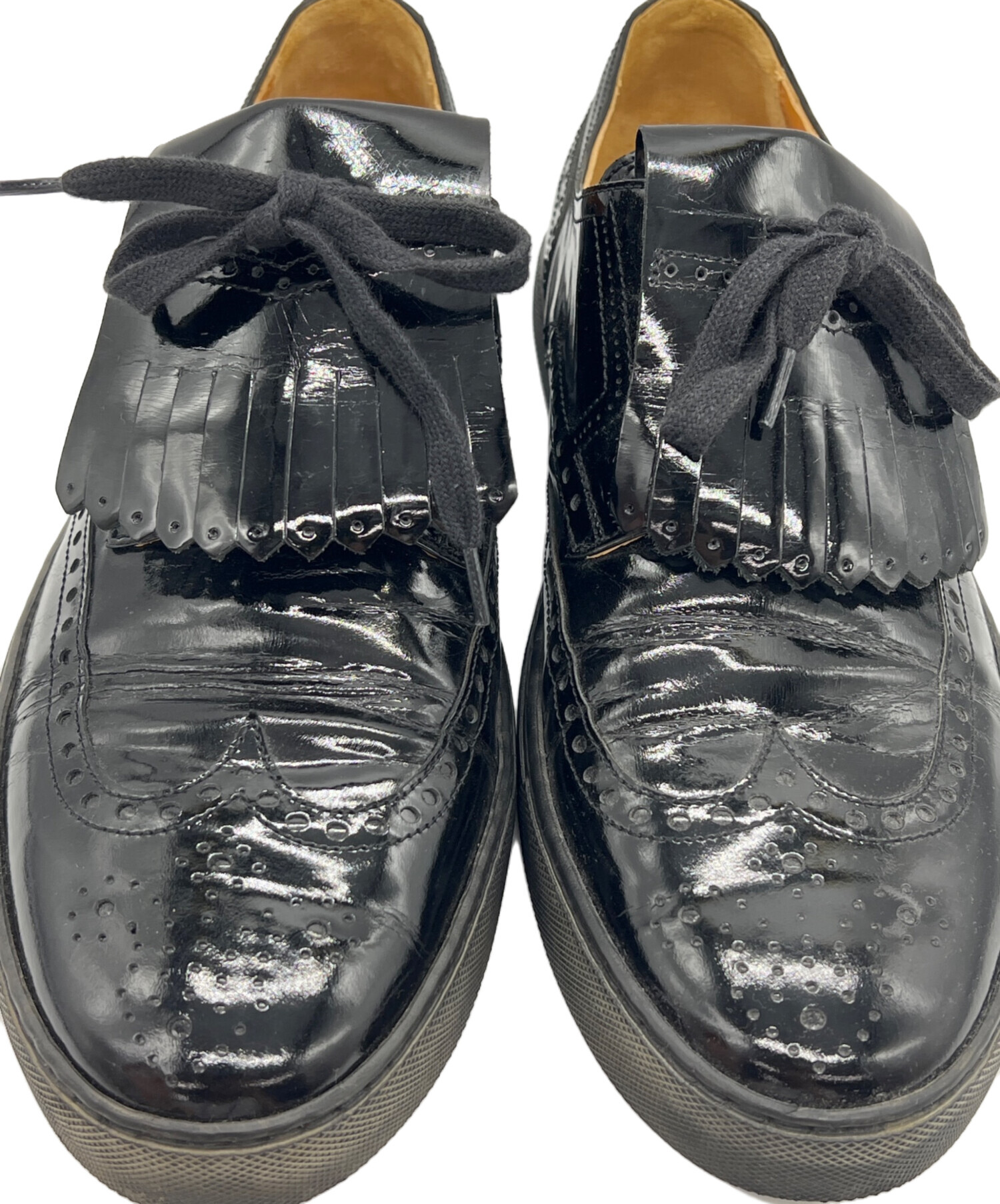 【は〜ちゃん】HERMES スニーカー エナメルレザー メダリオンシューズ 中古・古着通販】HERMES (エルメス) エナメルシューズ ブラック サイズ