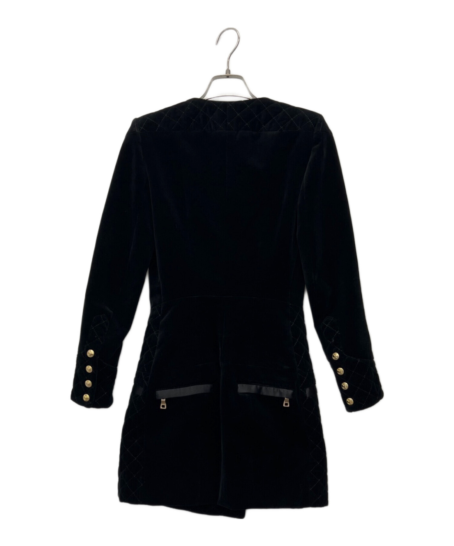 中古・古着通販】BALMAIN (バルマン) ベロアコート ブラック サイズ:34 