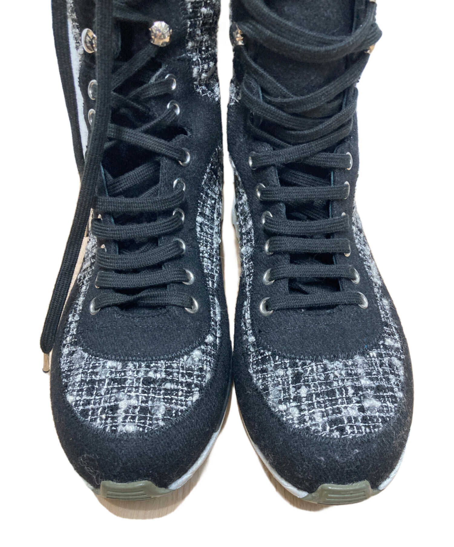 中古・古着通販】CHANEL (シャネル) ツイードブーツスニーカー