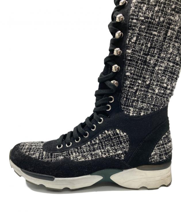 中古・古着通販】CHANEL (シャネル) ツイードブーツスニーカー