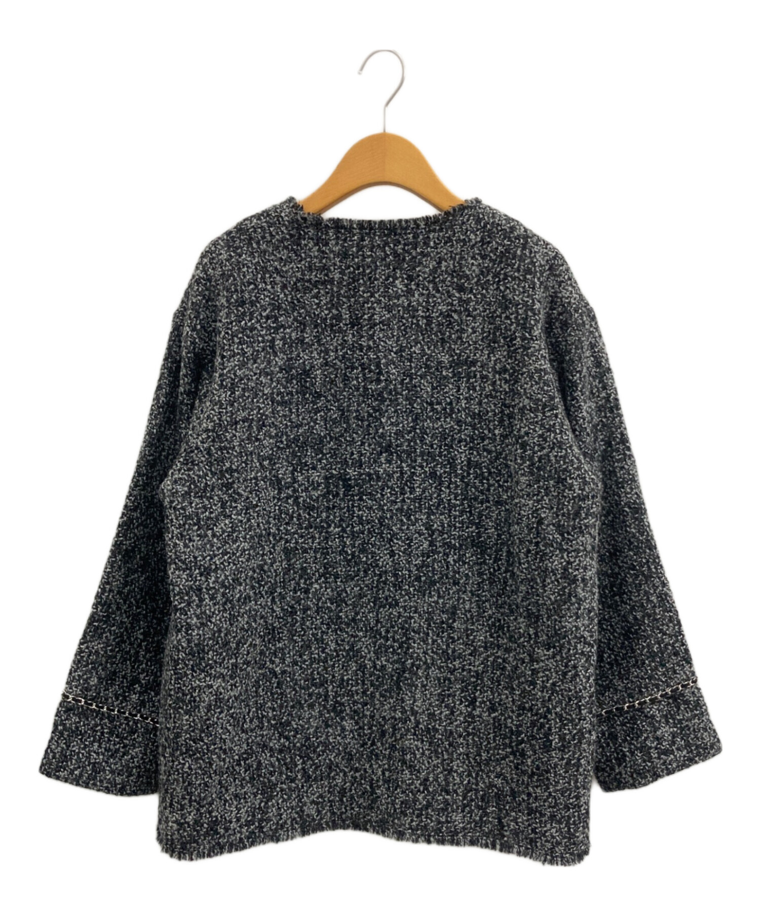 loungedress ラウンジドレス　ツイードジャケット　グレー セール】ミックスツイードジャケット（ノーカラージャケット