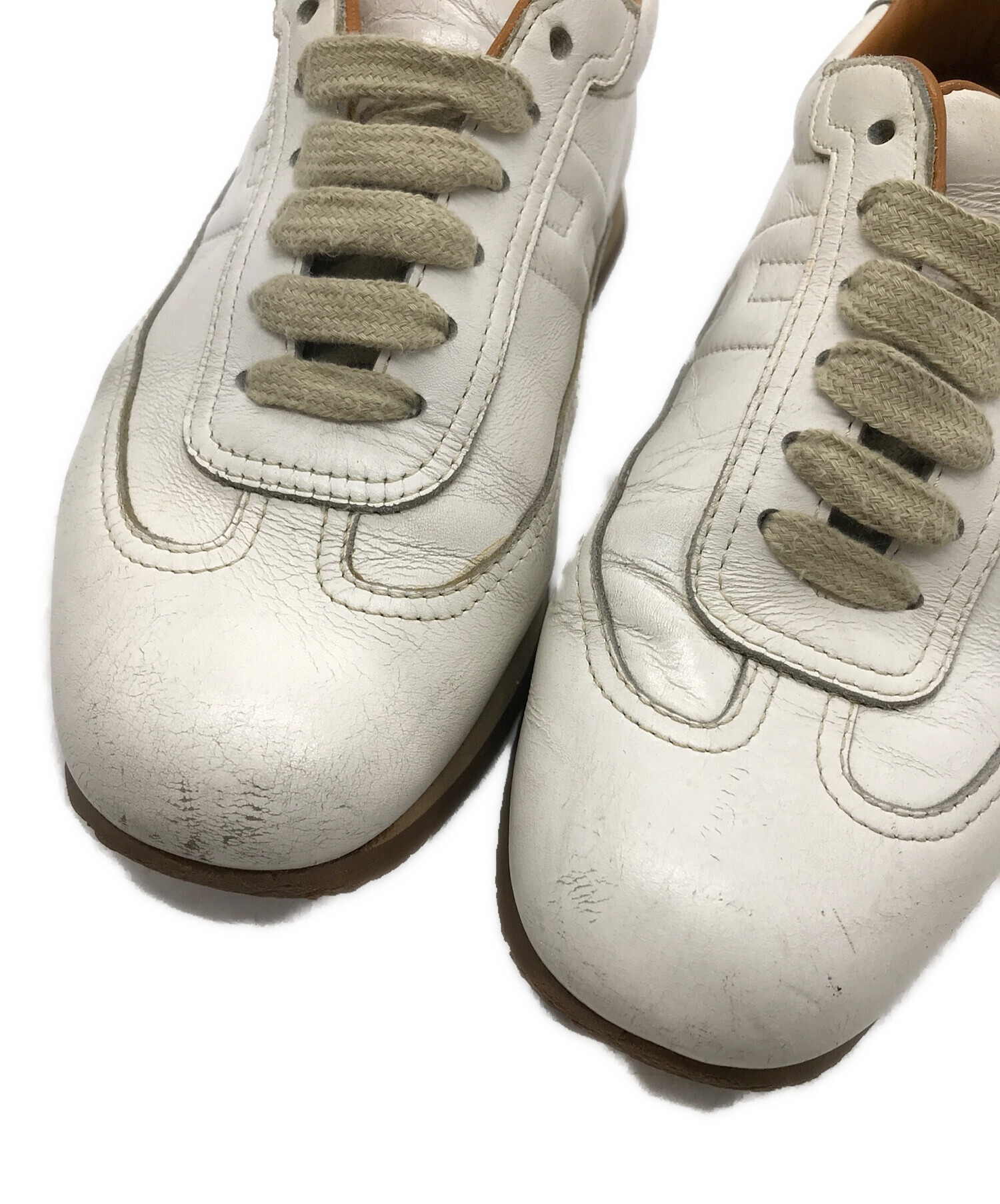 エルメス クイック スニーカー サイズ：36 ホワイト レザー レディース HERMES 【中古】 エルメス クイック スニーカー サイズ：36 ホワイト レザー レディース