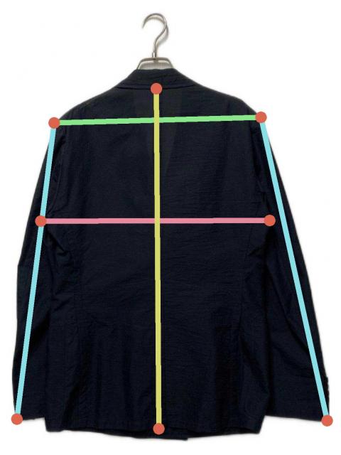 お*ん様 エルメス　シアサッカージャケット　ネイビー　サイズ48 中古・古着通販】HERMES (エルメス) シアサッカーダブルジャケット