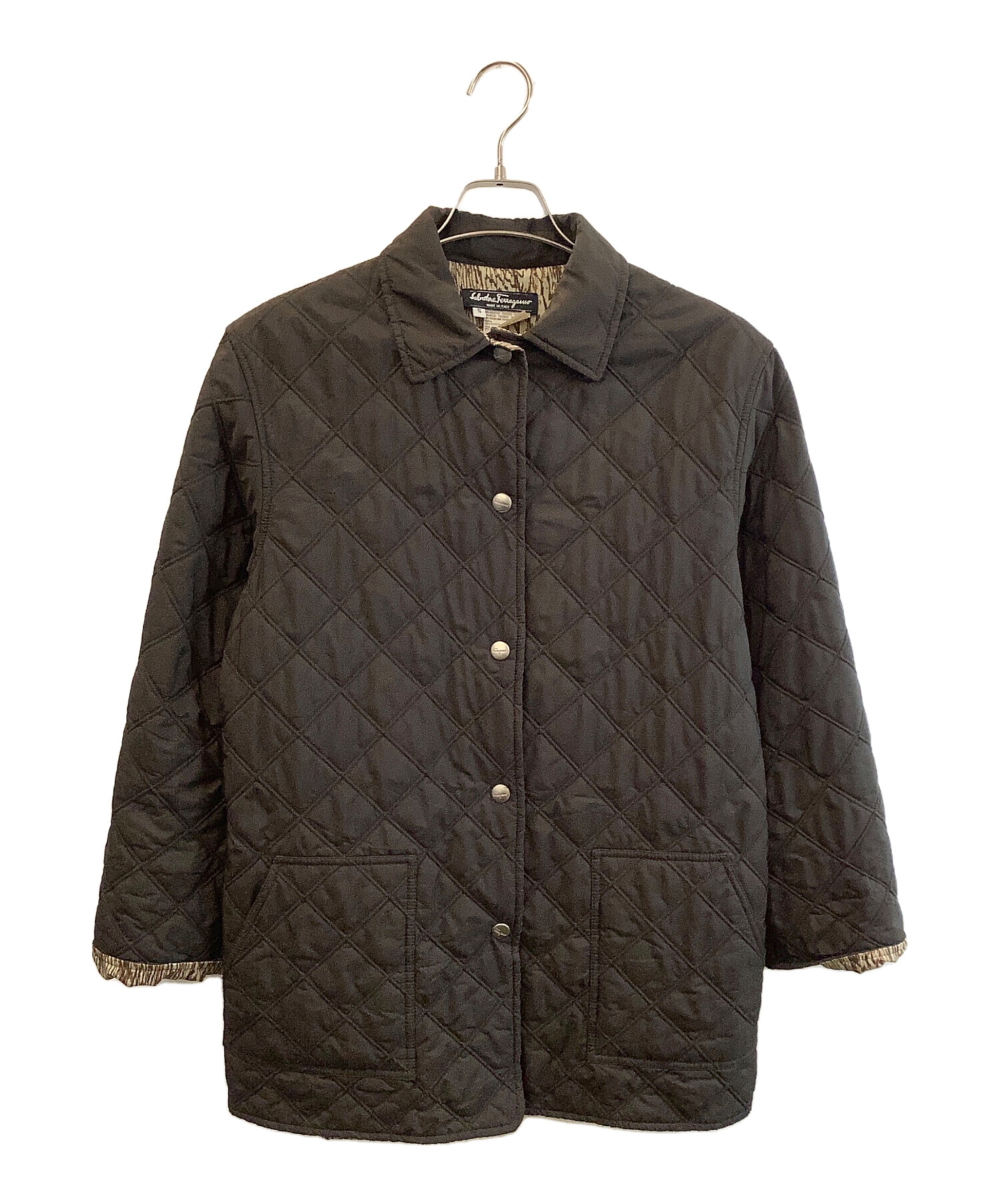 Salvatore Ferragamo フード付きコート サイズ42 黒 Salvatore Ferragamo フード付きコート サイズ42 黒 Salvatore