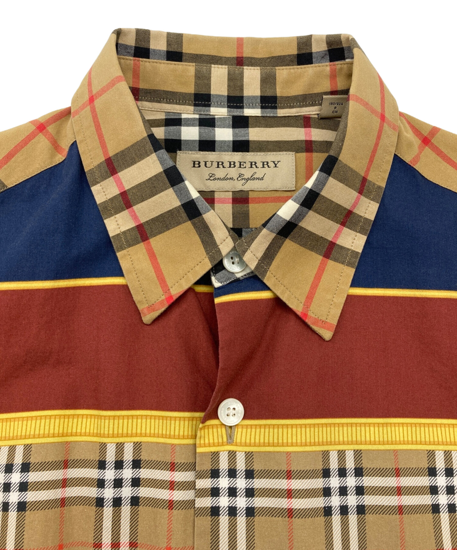 Burberry London レア 前立フリル ノバチェック 綿 シャツ 丸襟 Burberry London レア 前立フリル ノバチェック 綿 シャツ 丸襟