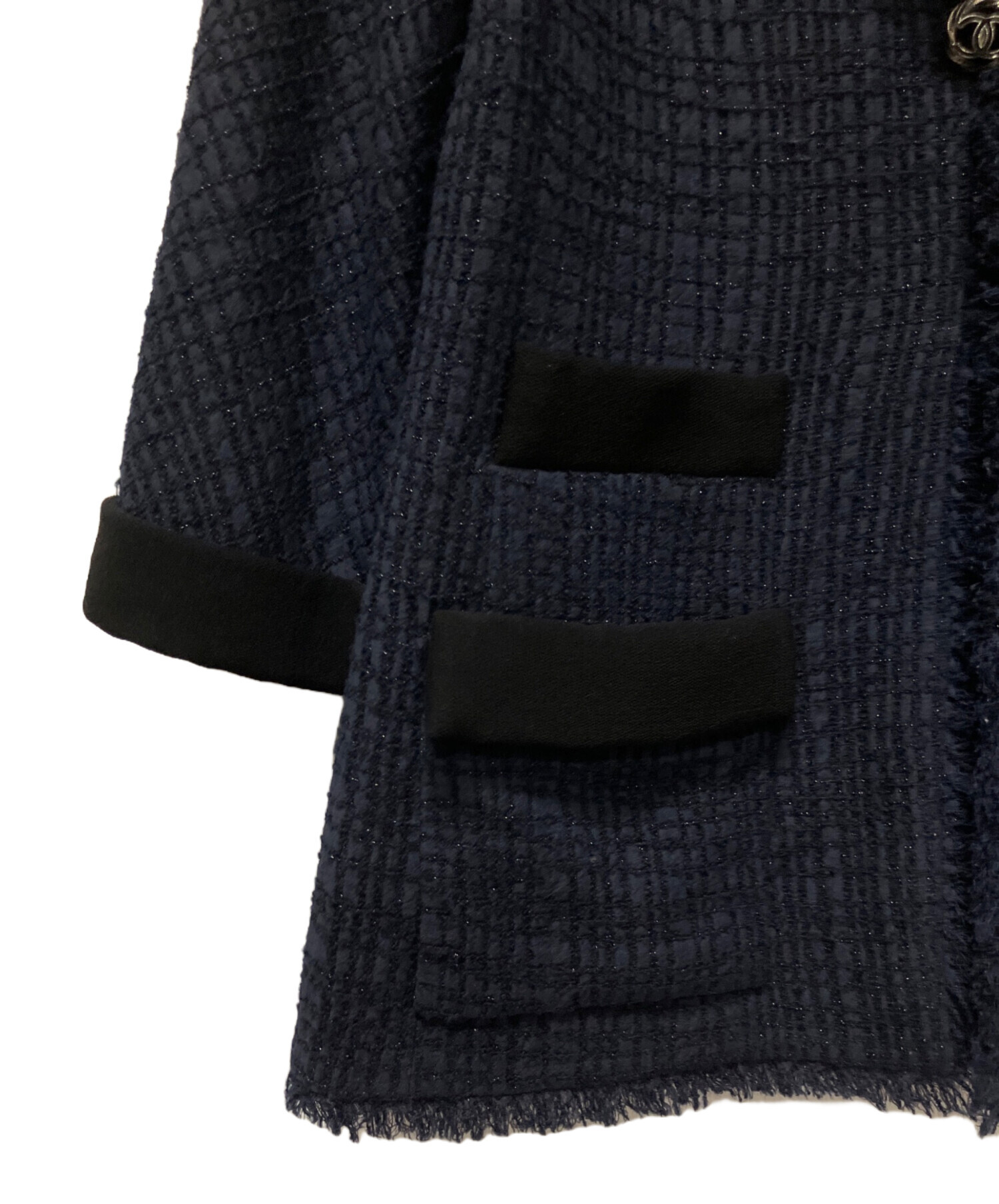中古・古着通販】CHANEL (シャネル) ラメツイードジャケット ネイビー