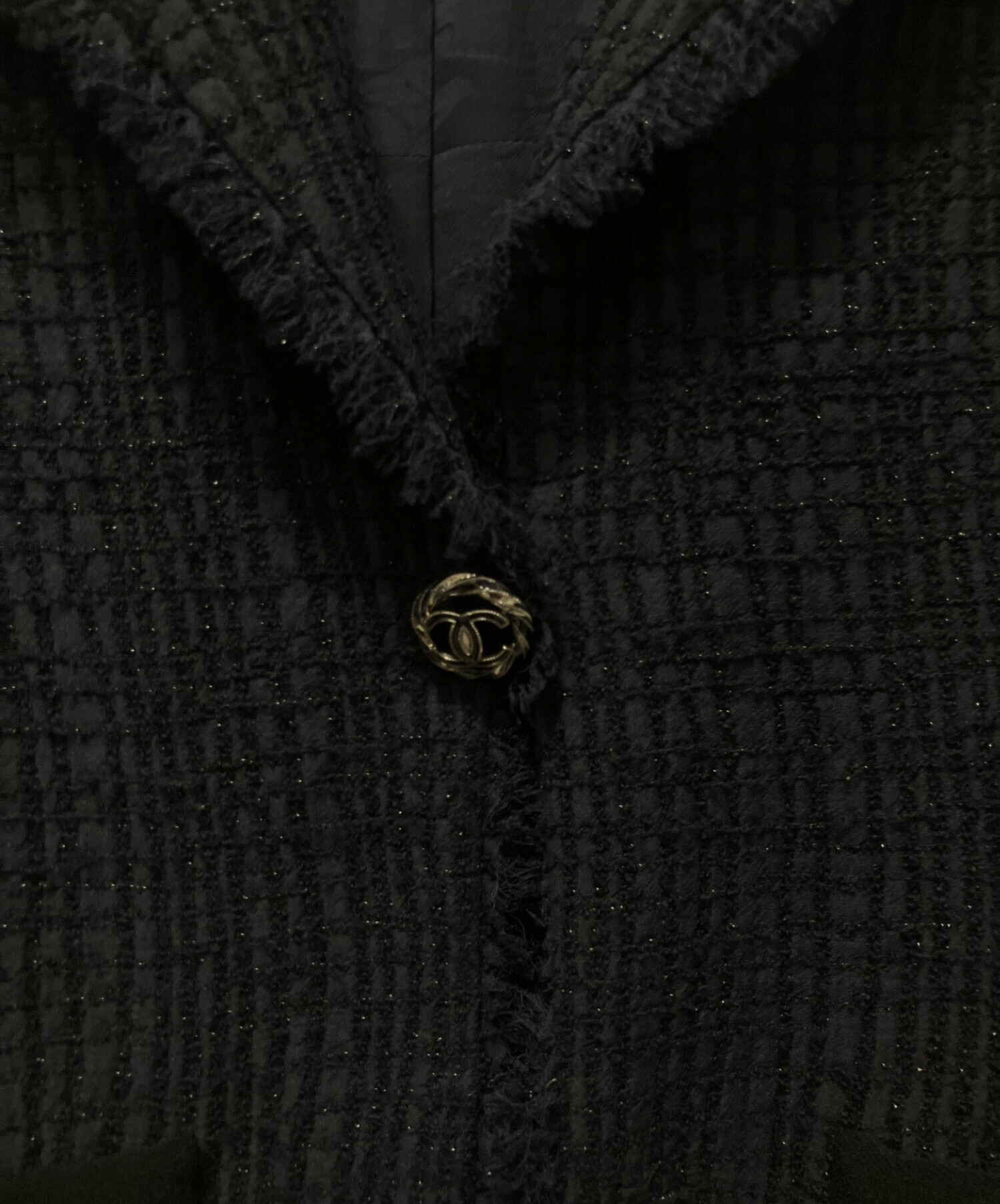 中古・古着通販】CHANEL (シャネル) ラメツイードジャケット ネイビー