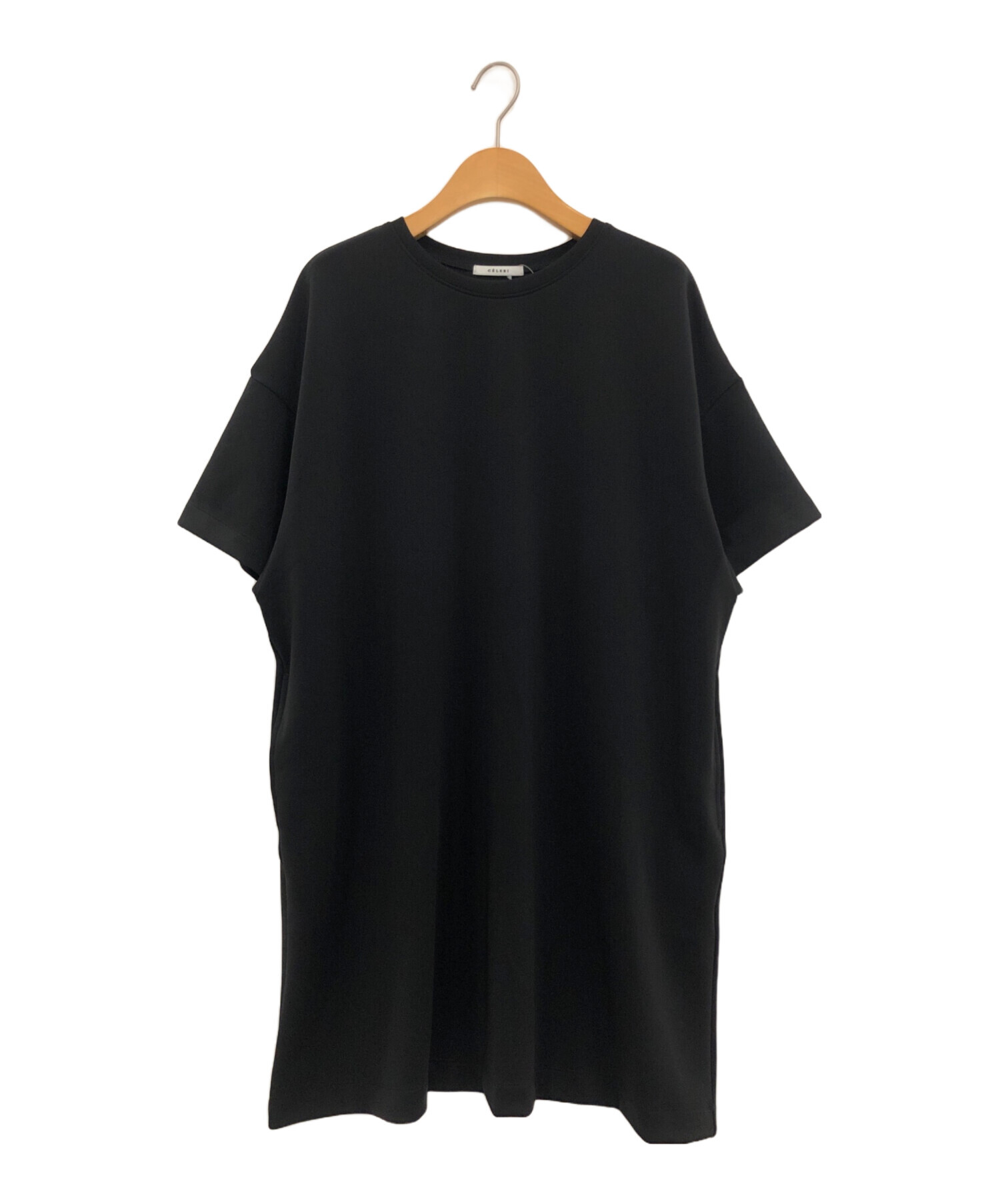 中古・古着通販】CELERI (セルリ) Tシャツ ワンピース ブラック サイズ