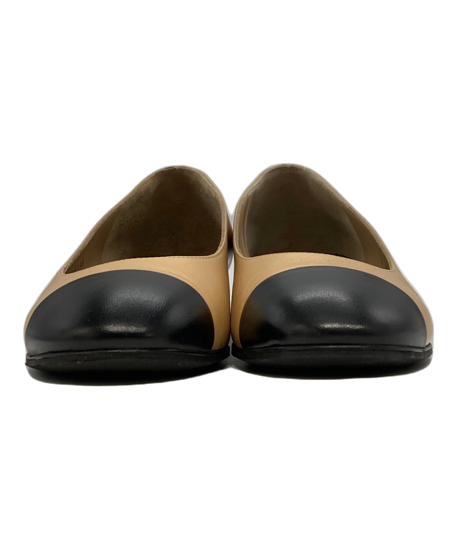 中古・古着通販】CHANEL (シャネル) バレエパンプス ベージュ×ブラック