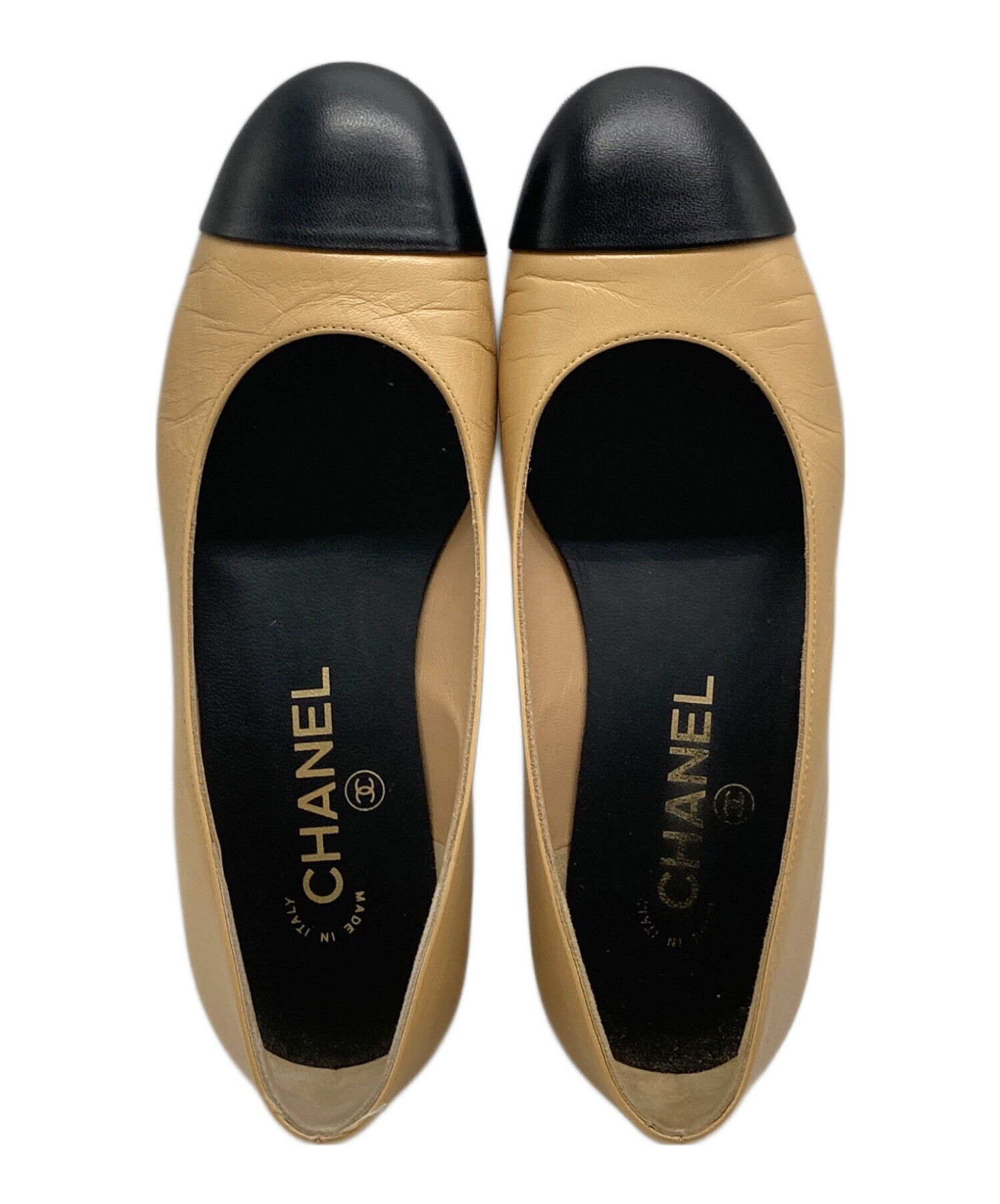 Ari 美品 CHANEL シャネル バレエシューズ パンプス CHANEL バレエシューズ ベージュ/ブラック37C