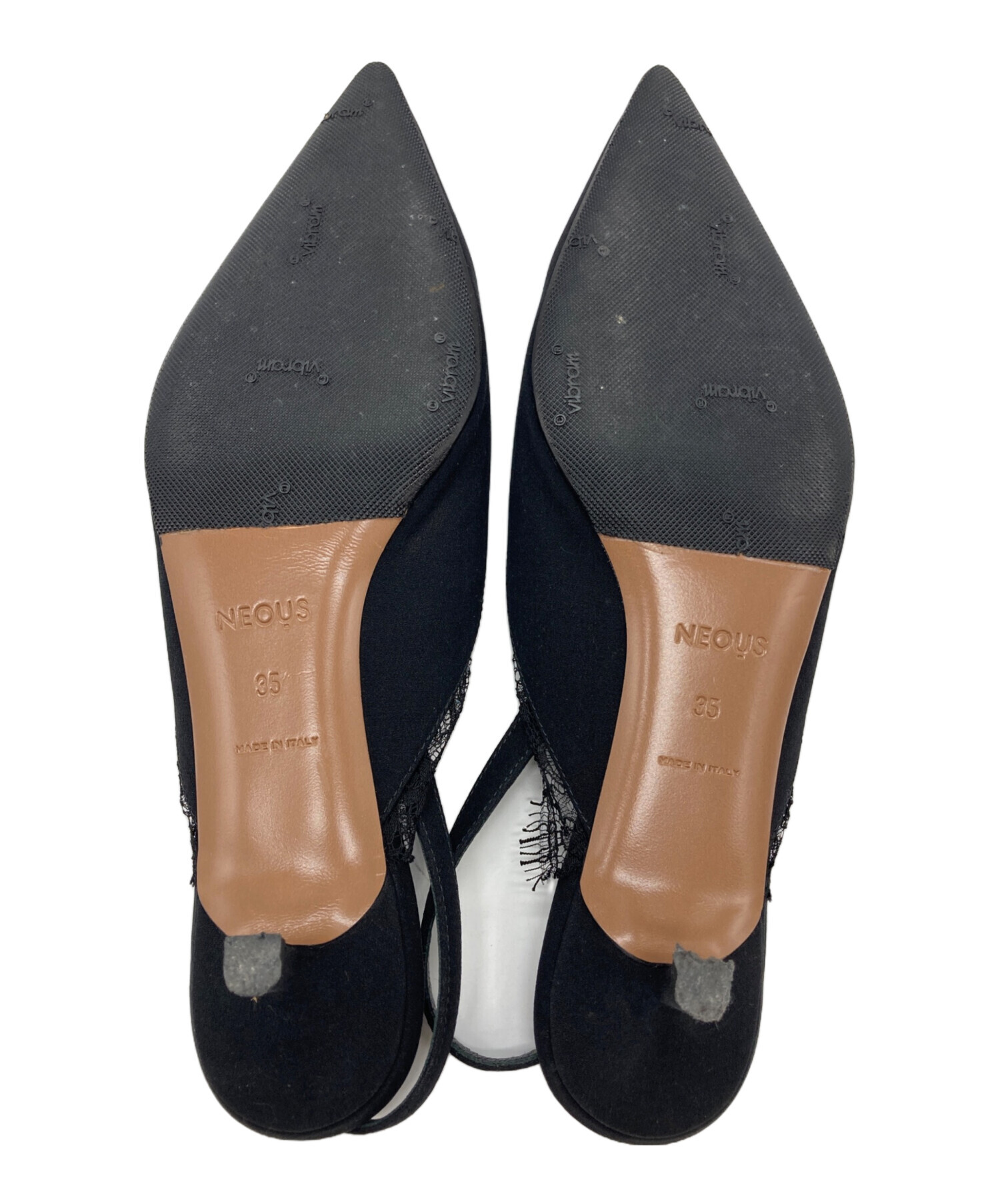 極美品・レア！NEOUS ネオアス ブラック 美シルエット ミュール 中古・古着通販】NEOUS (ネオアス) レーススリングバック
