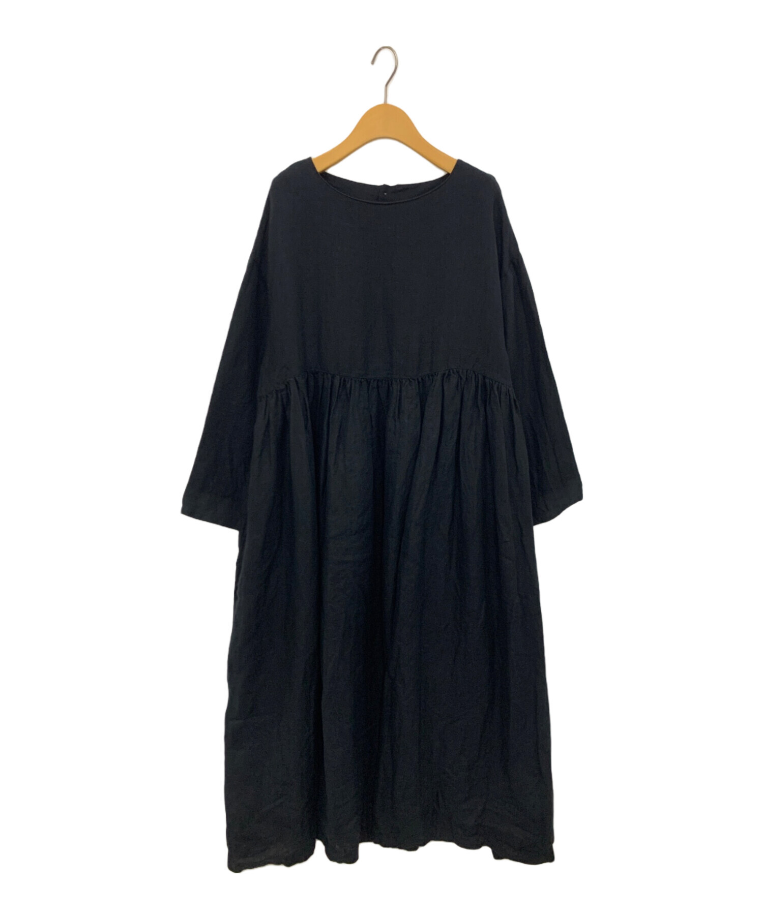 未使用品 タグ付き 08MAB ゼロハチマブ フレア シルエット ワイド シャツ ワンピース F/ホワイト ロング【2400022283294】 中古・古着通販08MAB (ゼロハチマブ) リネンワンピース ブラック