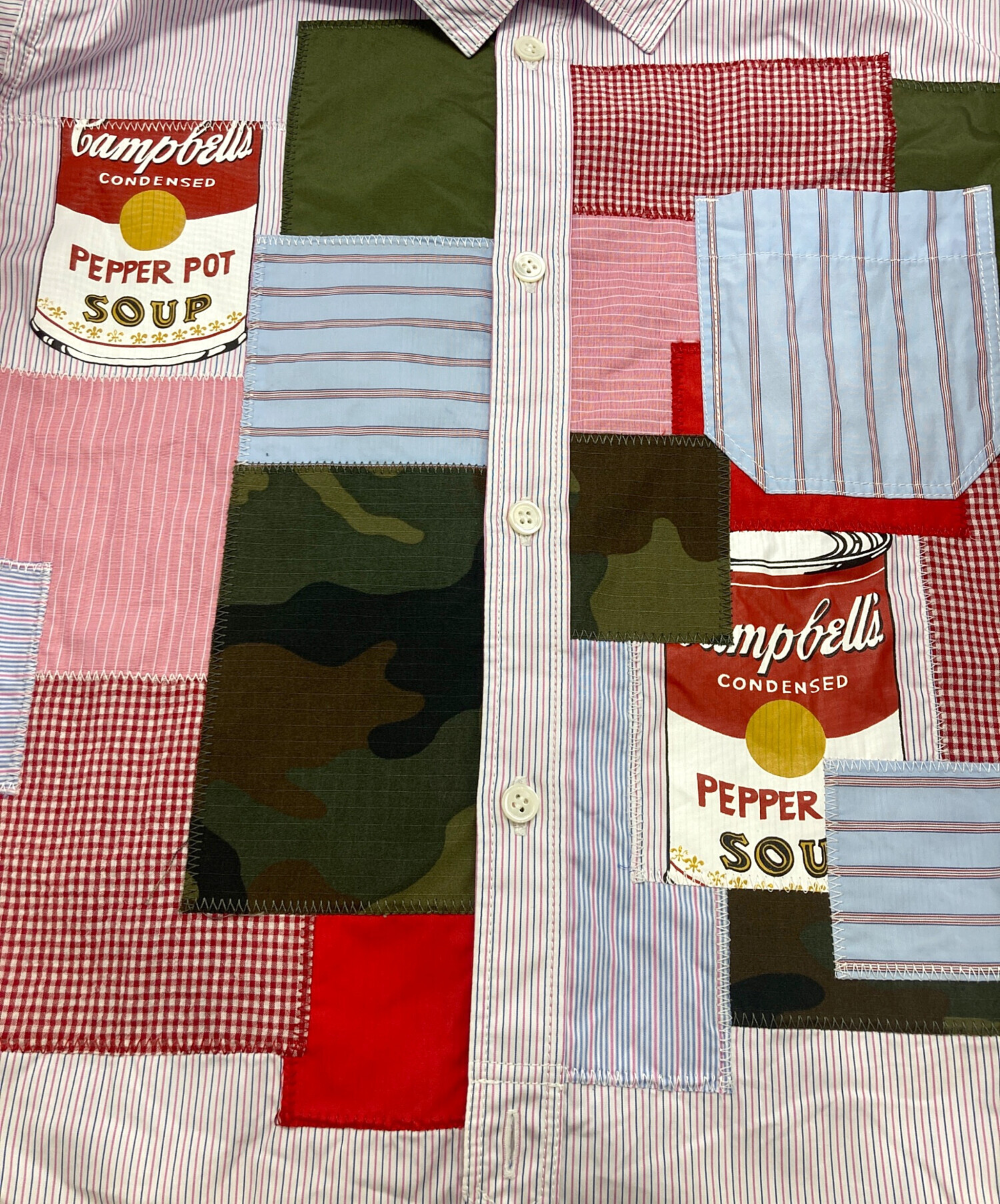 ジュンヤワタナベ×10コルソコモ　パッチワーク　ネルシャツ　レッド　M 美品 ジュンヤワタナベ×10コルソコモ パッチワーク ネルシャツ レッド M 美