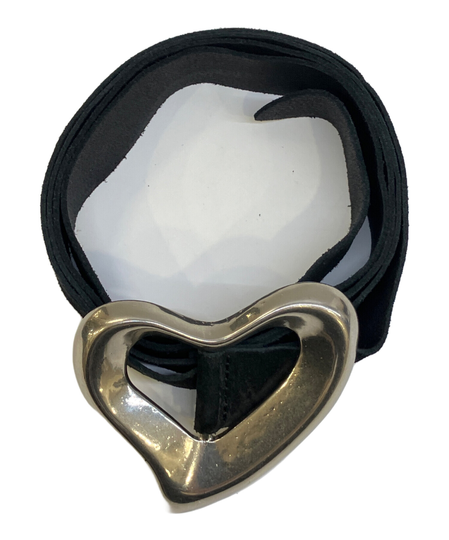 中古・古着通販】SEA (シー) BIG HEART SUEDE BELT ブラック｜ブランド