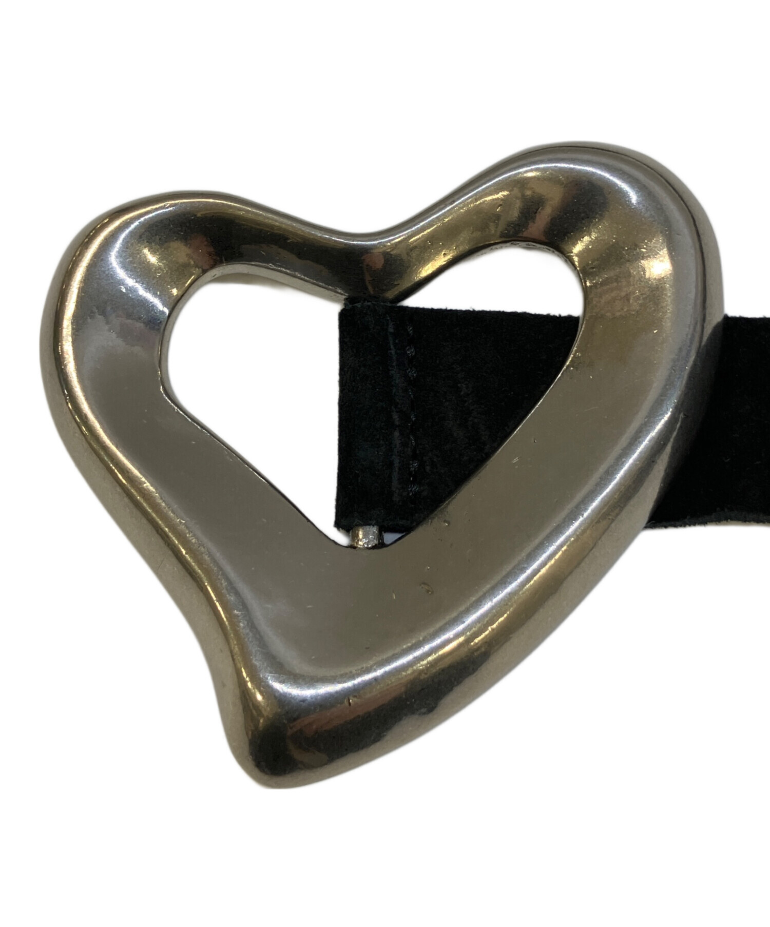 中古・古着通販】SEA (シー) BIG HEART SUEDE BELT ブラック｜ブランド