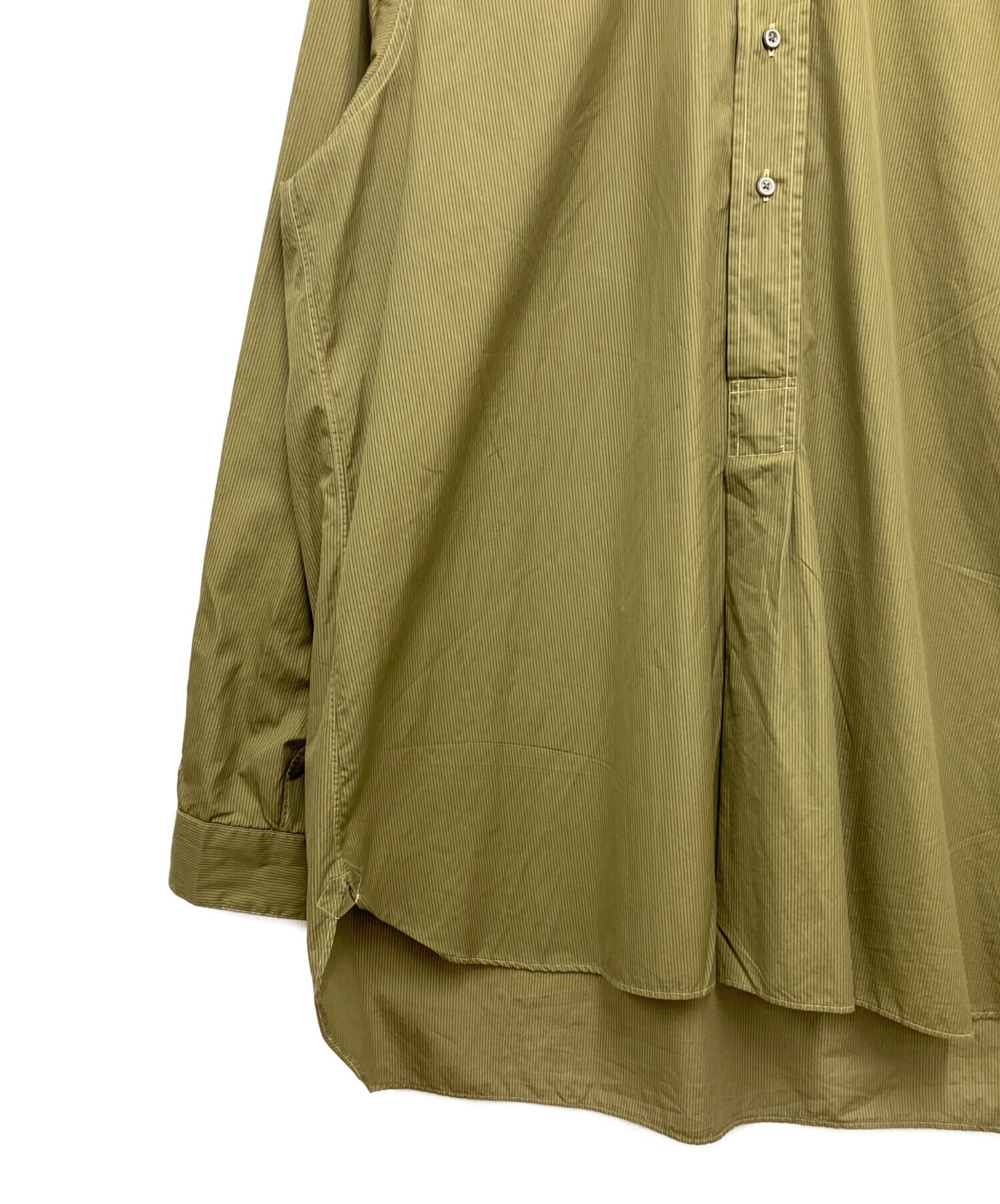 A.PRESSE アプレッセ シャツ サイズ:2 ミリタリー シャツ カーキ 中古・古着通販】A.PRESSE (アプレッセ) Pullover Collarless Shirt