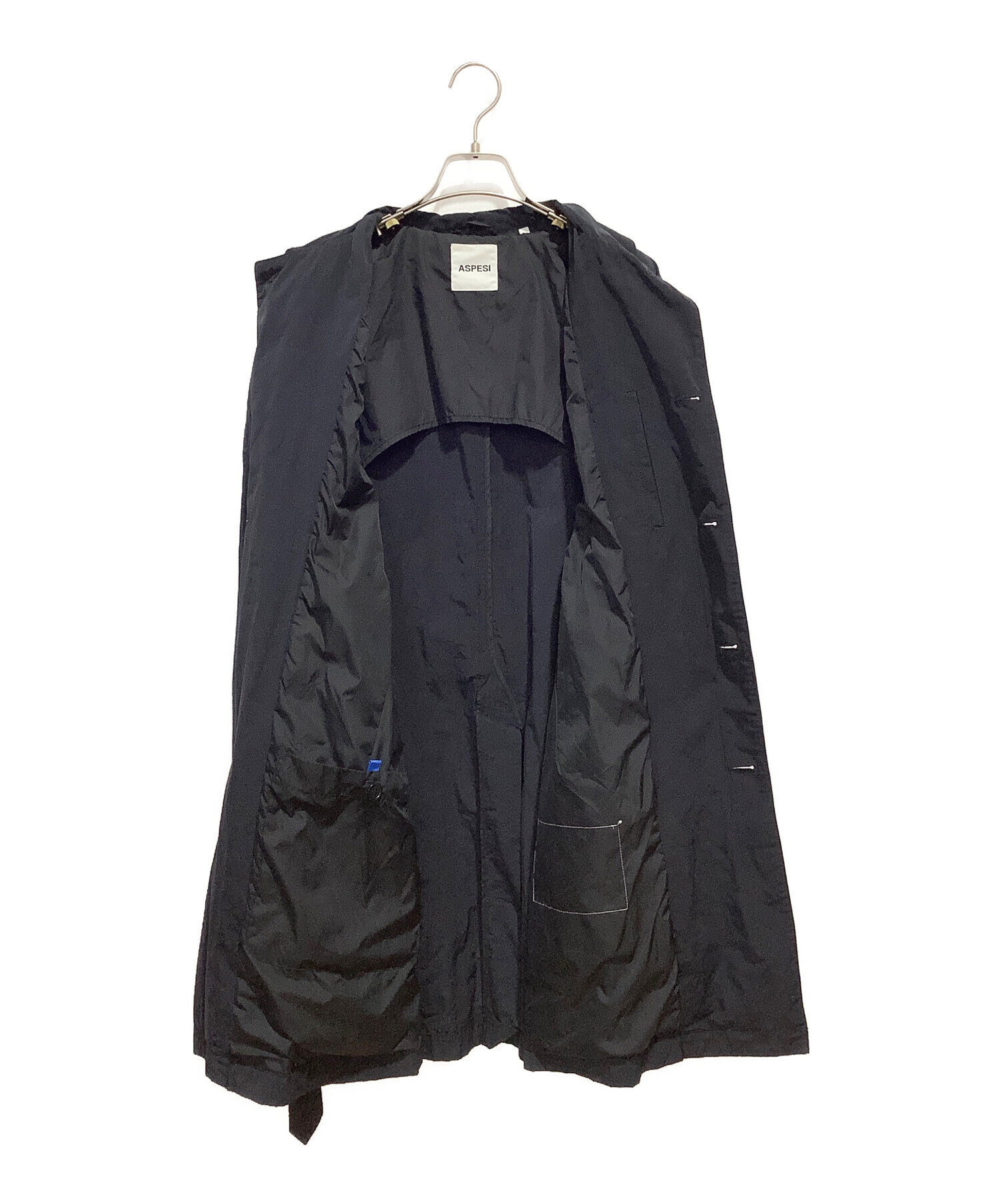 中古・古着通販】ASPESI (アスペジ) ステンカラーコート ブラック