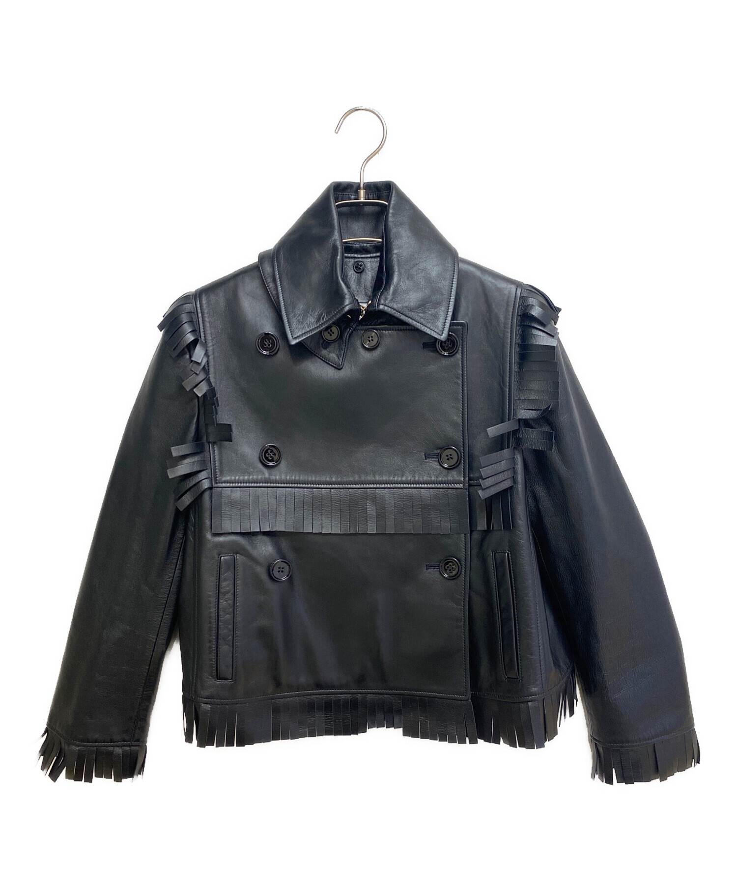 Burberry牛皮ジャケット 中古・古着通販】BURBERRY (バーバリー) Fringe Detail Lambskin