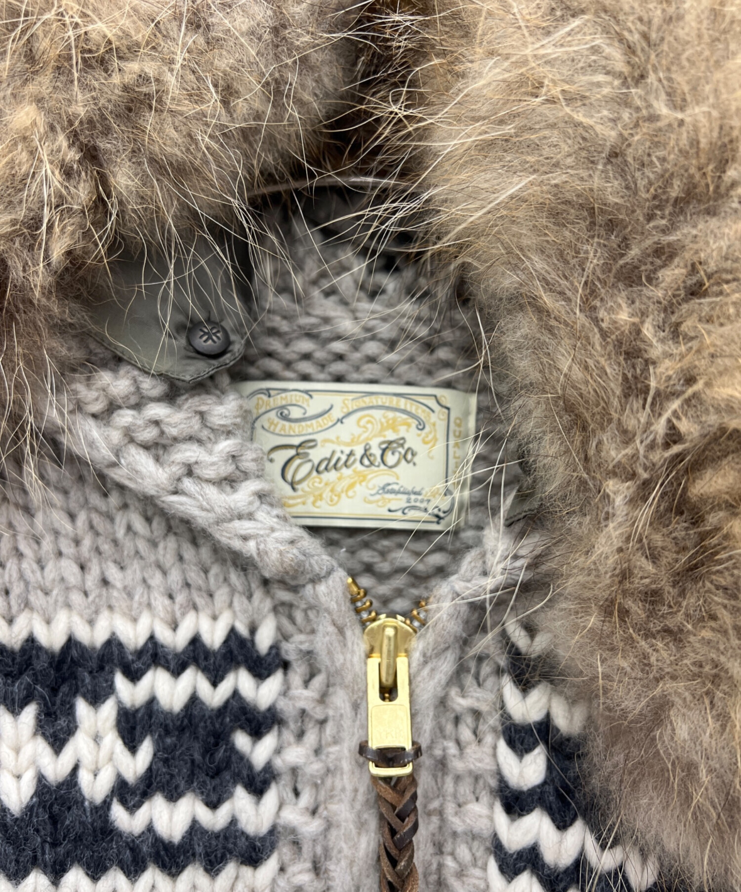 EPOCA 42サイズ　ニットカーディガン　ファー　ベージュ　ムートン EPOCA 42サイズ ニットカーディガン ファー ベージュ ムートン