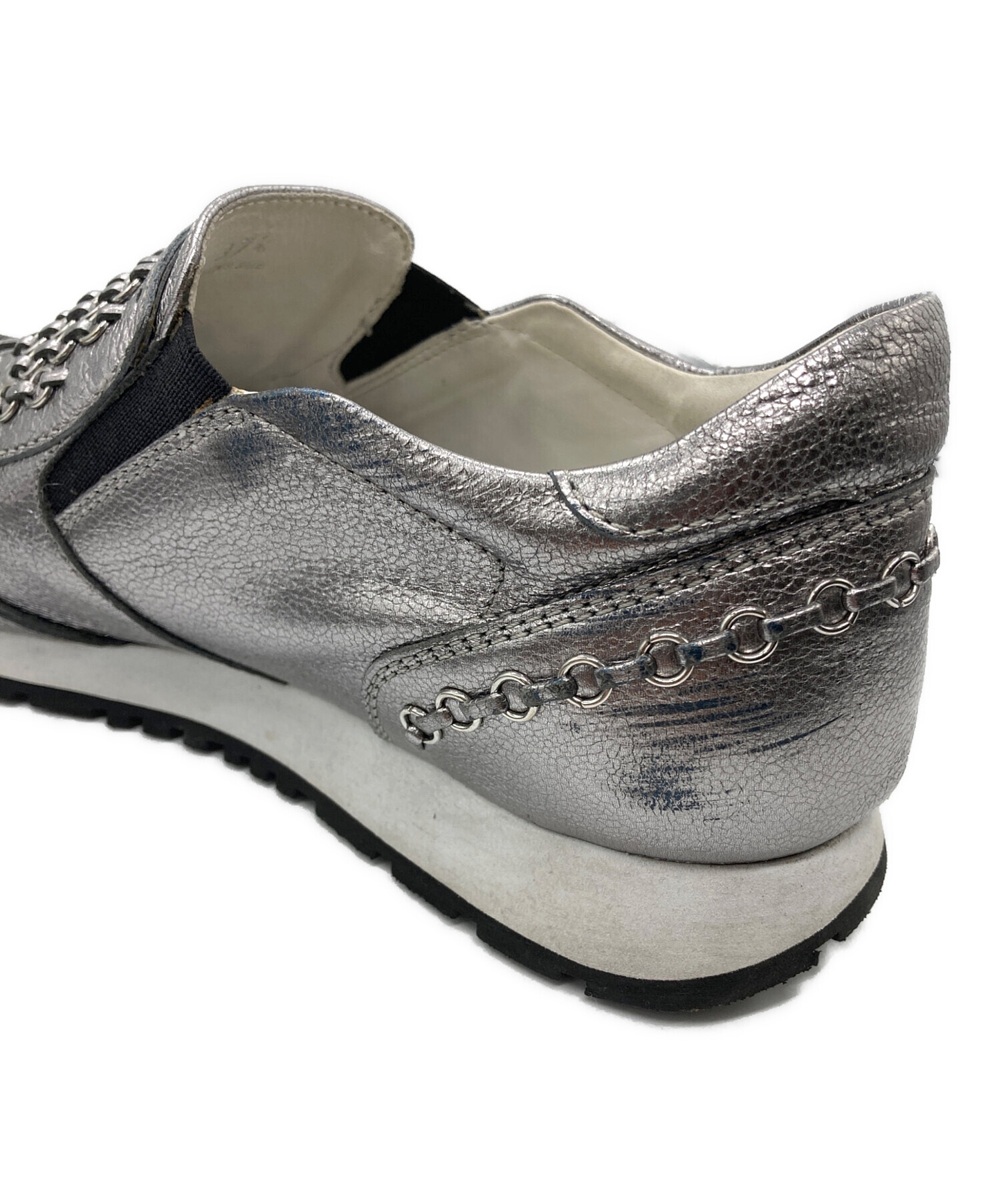 2 Tod's デザイン メッシュ シルバー 高級 スニーカー 23.5~24 中古・古着通販】TOD'S (トッズ) フリンジスニーカー シルバー サイズ