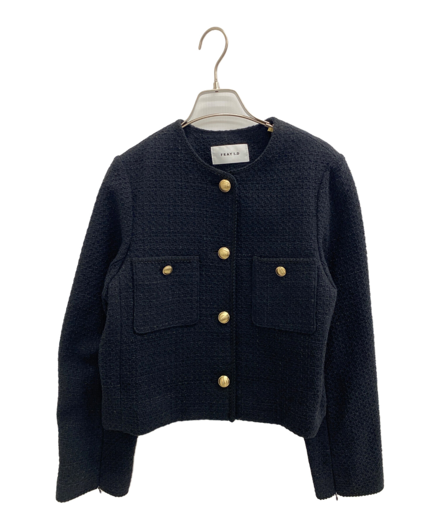 【FRAY I.D】GIOLICAツイードクルーネックジャケット　サイズ1 中古・古着通販】FRAY ID (フレイ アイディー) GIOLICAツィードクルー