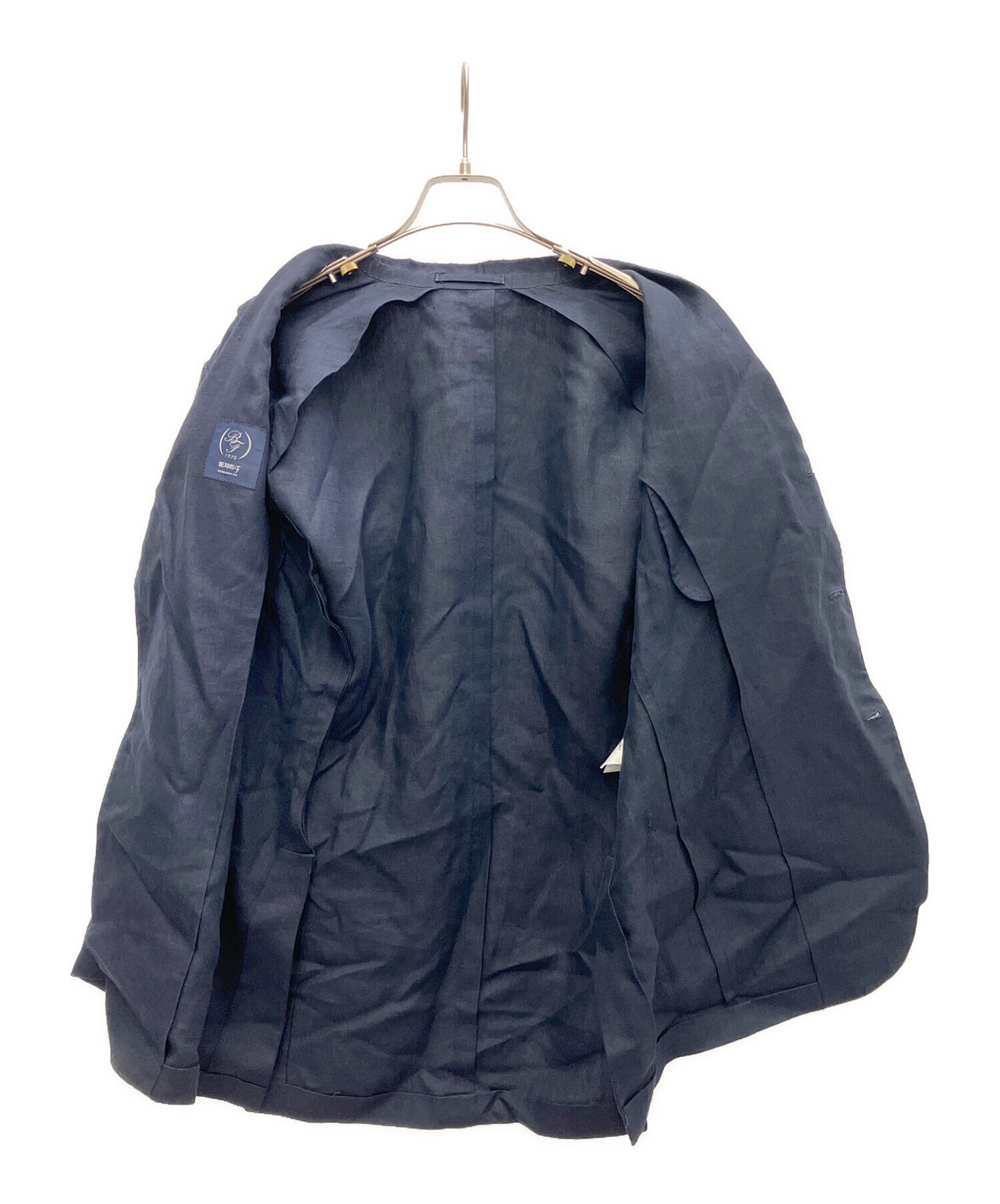 BEAMS F リネンジャケット NEW EASY ソリッド ネイビー 50 中古・古着通販】BEAMS F (ビームスエフ) NEW EASY リネン ソリッド