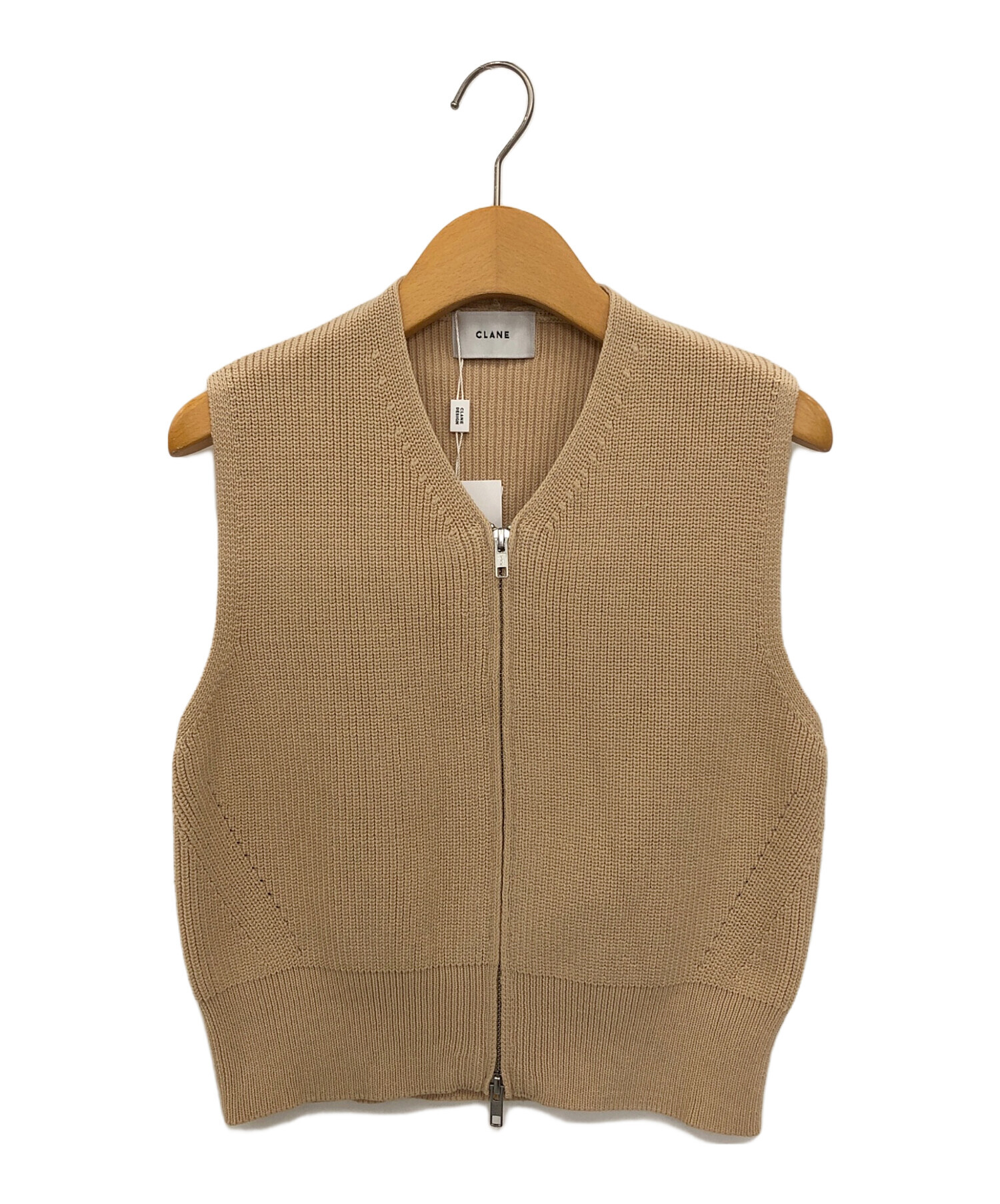 中古・古着通販】CLANE (クラネ) ZIP COMPACT KNIT VEST ベージュ