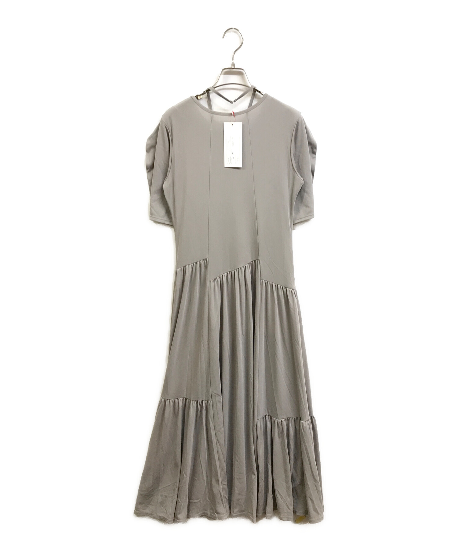 極美品♡ミューラル　Leaf vein dress リネン　コットン　ワンピース 中古・古着通販】MURRAL (ミューラル) Leaf vein jersey dress グレー