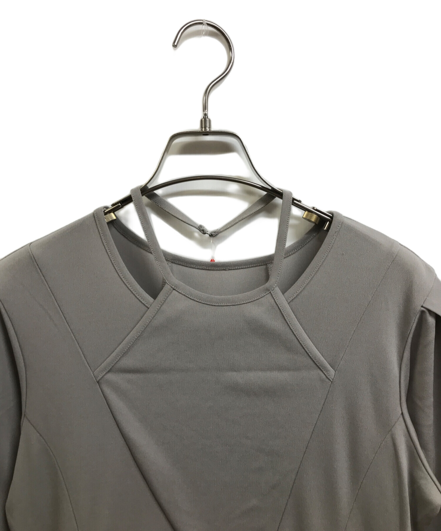 中古・古着通販】MURRAL (ミューラル) Leaf vein jersey dress グレー