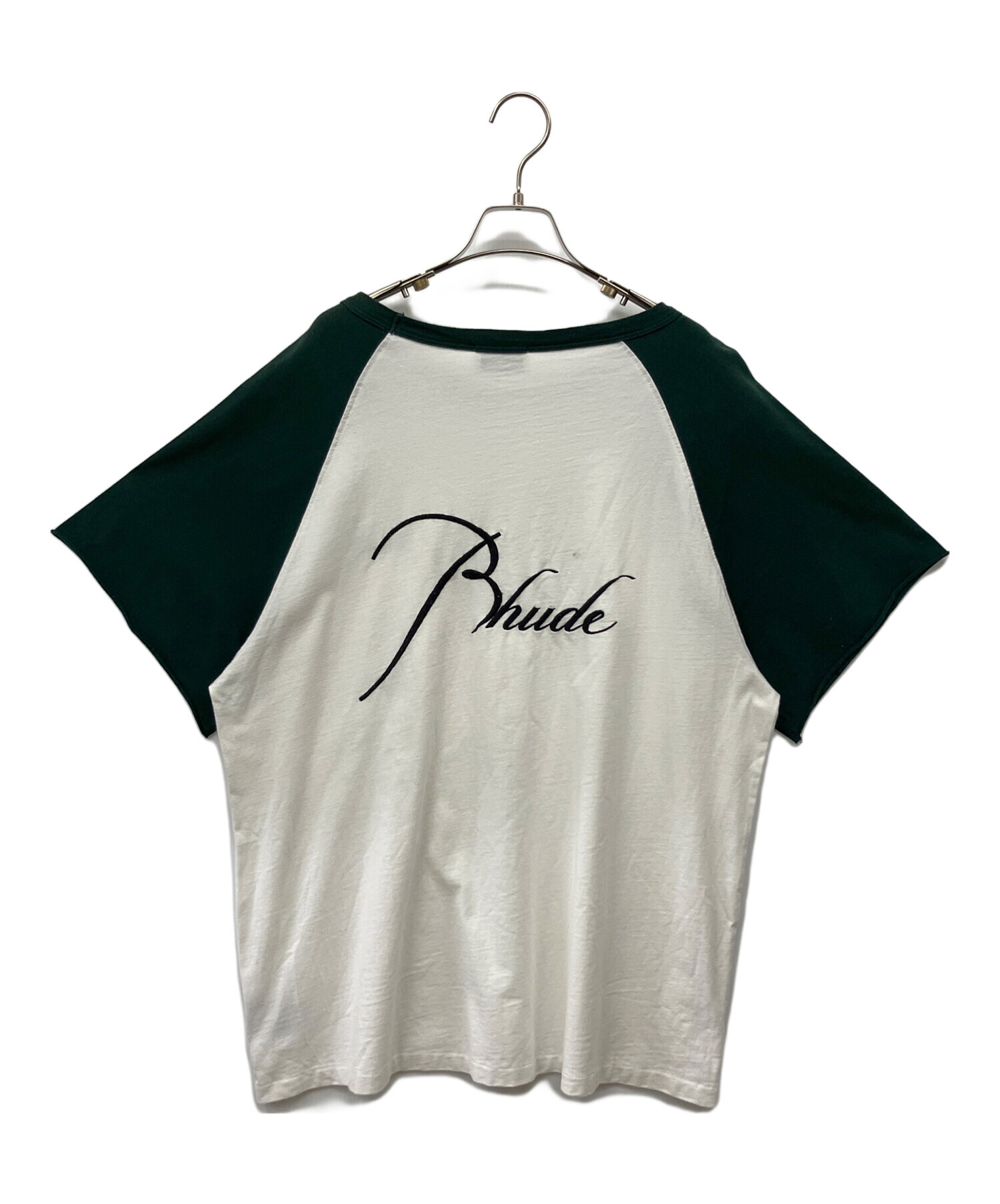中古・古着通販】RHUDE (ルード) ラグランTシャツ ホワイト×グリーン 