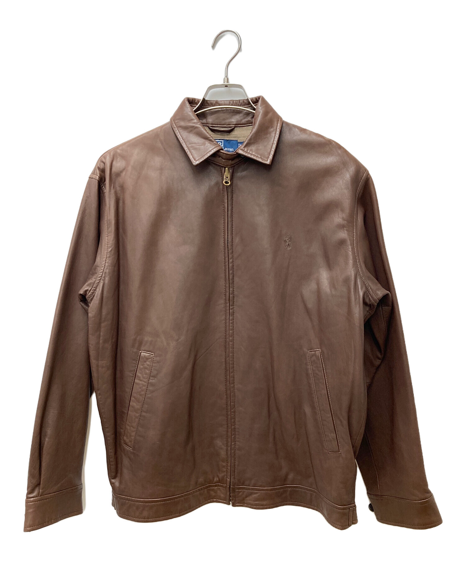 ポロラルフローレン スウィングトップ ジャケット 茶色 ロゴ刺繍 L レザー ポロラルフローレン スウィングトップ ジャケット 茶色 ロゴ刺繍 L レザー