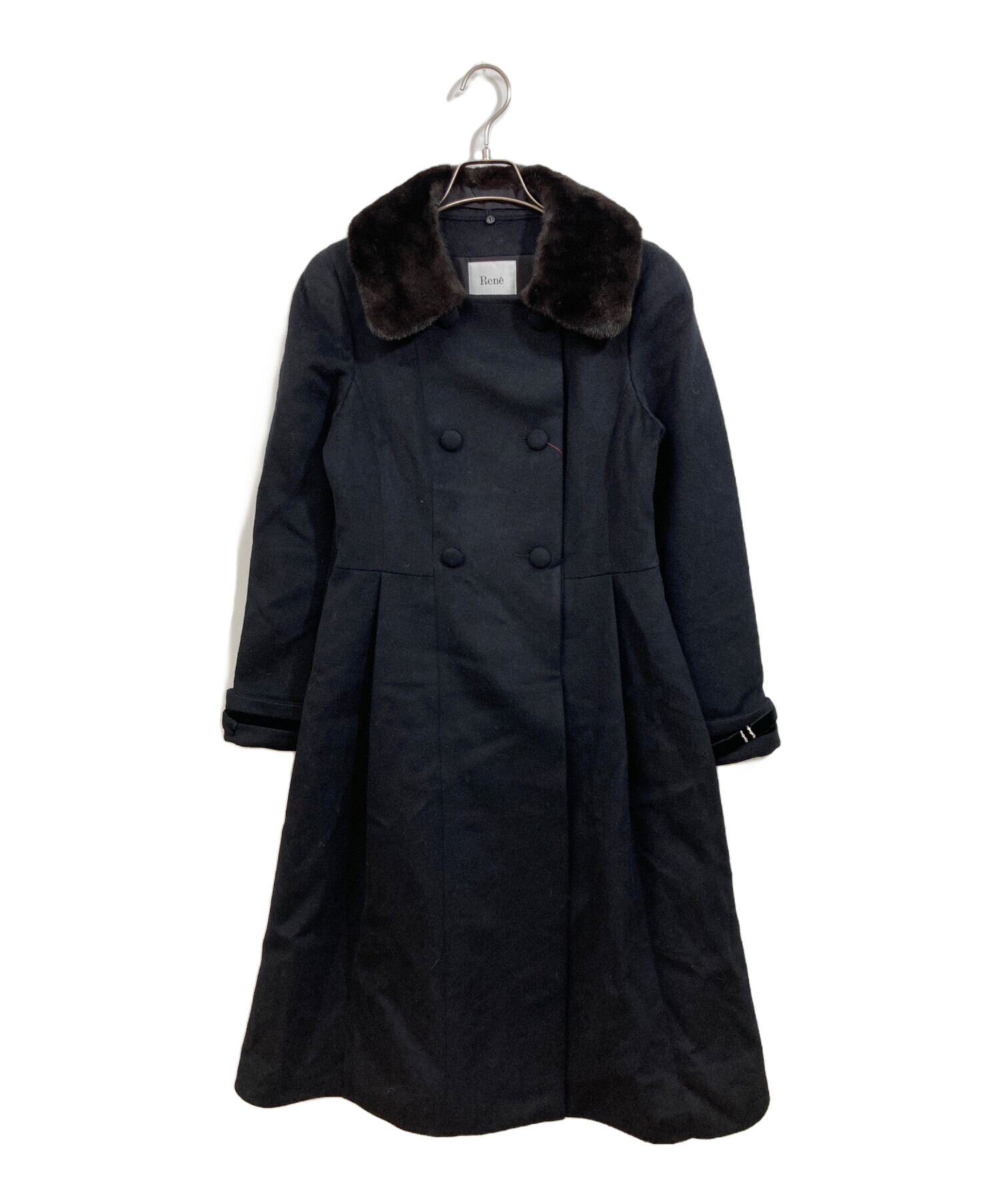 中古・古着通販】Rene (ルネ) ミンクファー付ロングコート ブラック 
