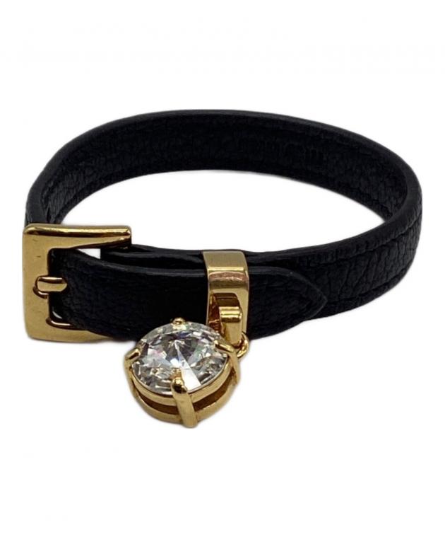 MIU MIU ブラックレザーブレスレット miumiu レザーブレスレット ブラック - メルカリ