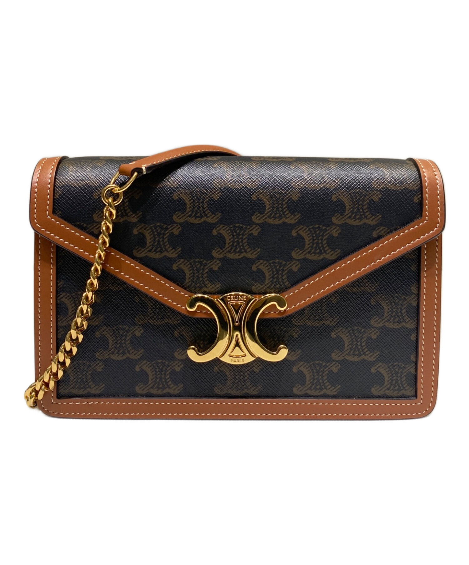 中古・古着通販】CELINE (セリーヌ) チェーンウォレット マーゴ タン 
