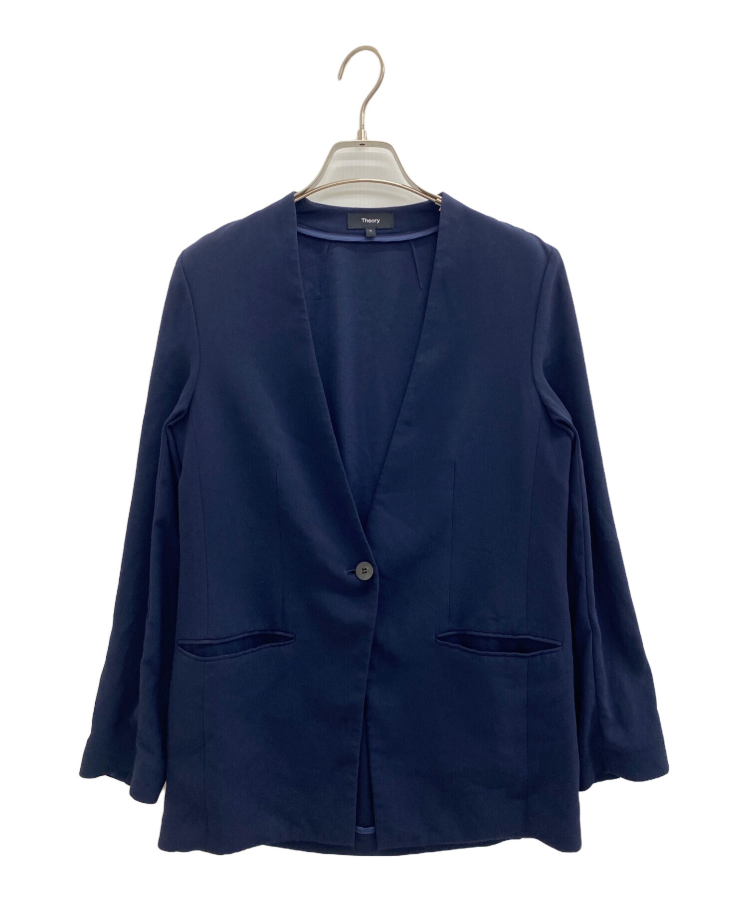 Theory POWDER CREPE COLLORLESS JK サイズ4 中古・古着通販】theory (セオリー) Powder Crepe CL Collarless JK