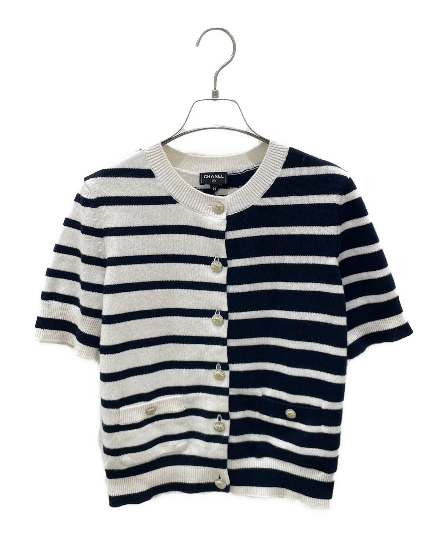 Chanel フード付きwoolセーター ネイビー/ホワイトサイズ36 Chanel フード付きwoolセーター ネイビー/ホワイトサイズ36 Gorgeous