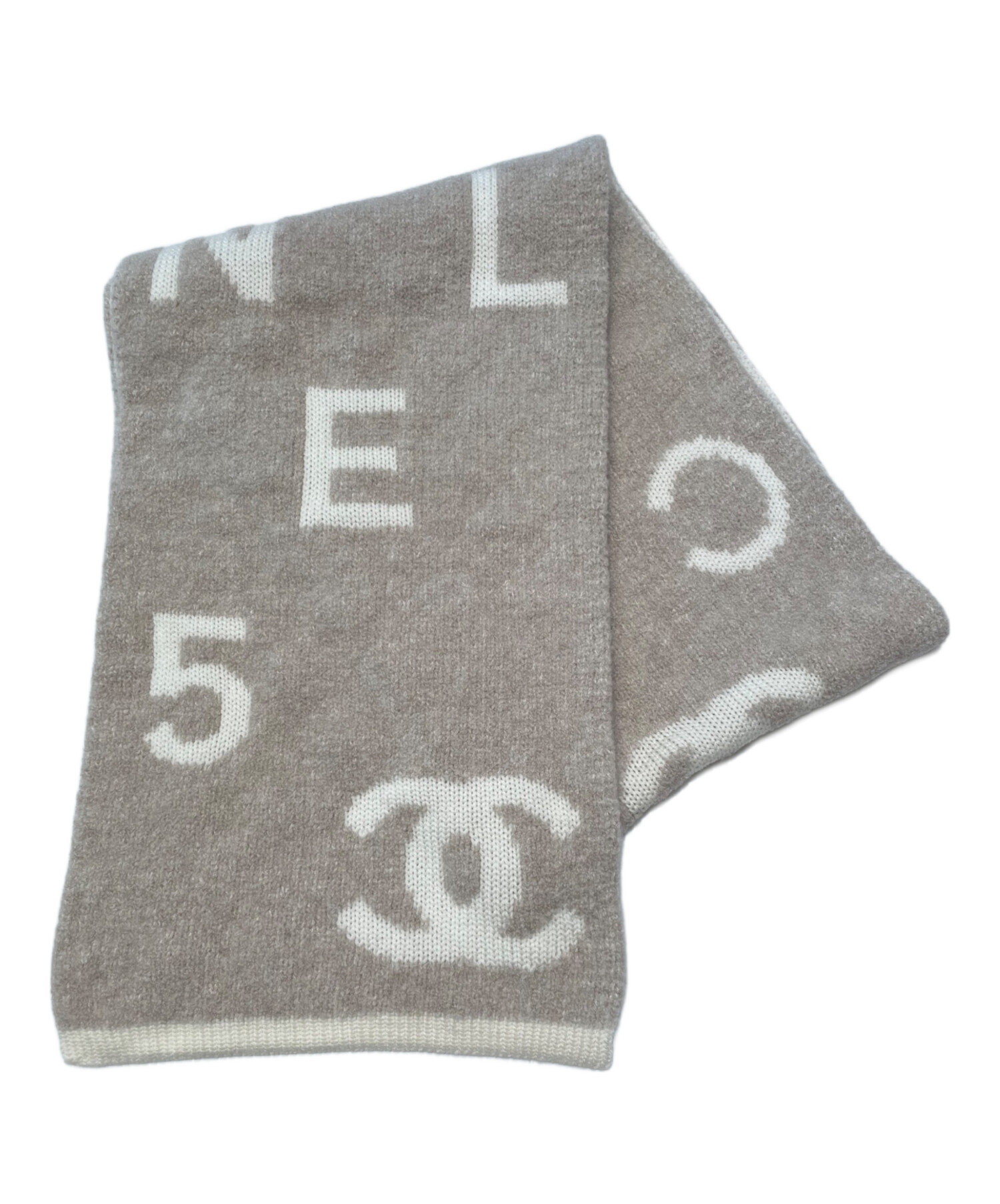 中古・古着通販】CHANEL (シャネル) カシミヤ混 ロゴマフラー ベージュ 