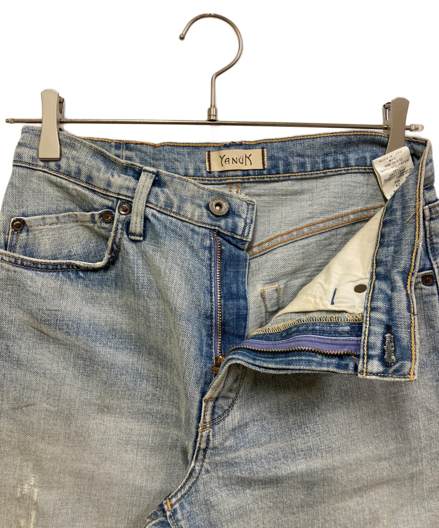 中古・古着通販】YANUK (ヤヌーク) クラッシュデニムパンツ インディゴ